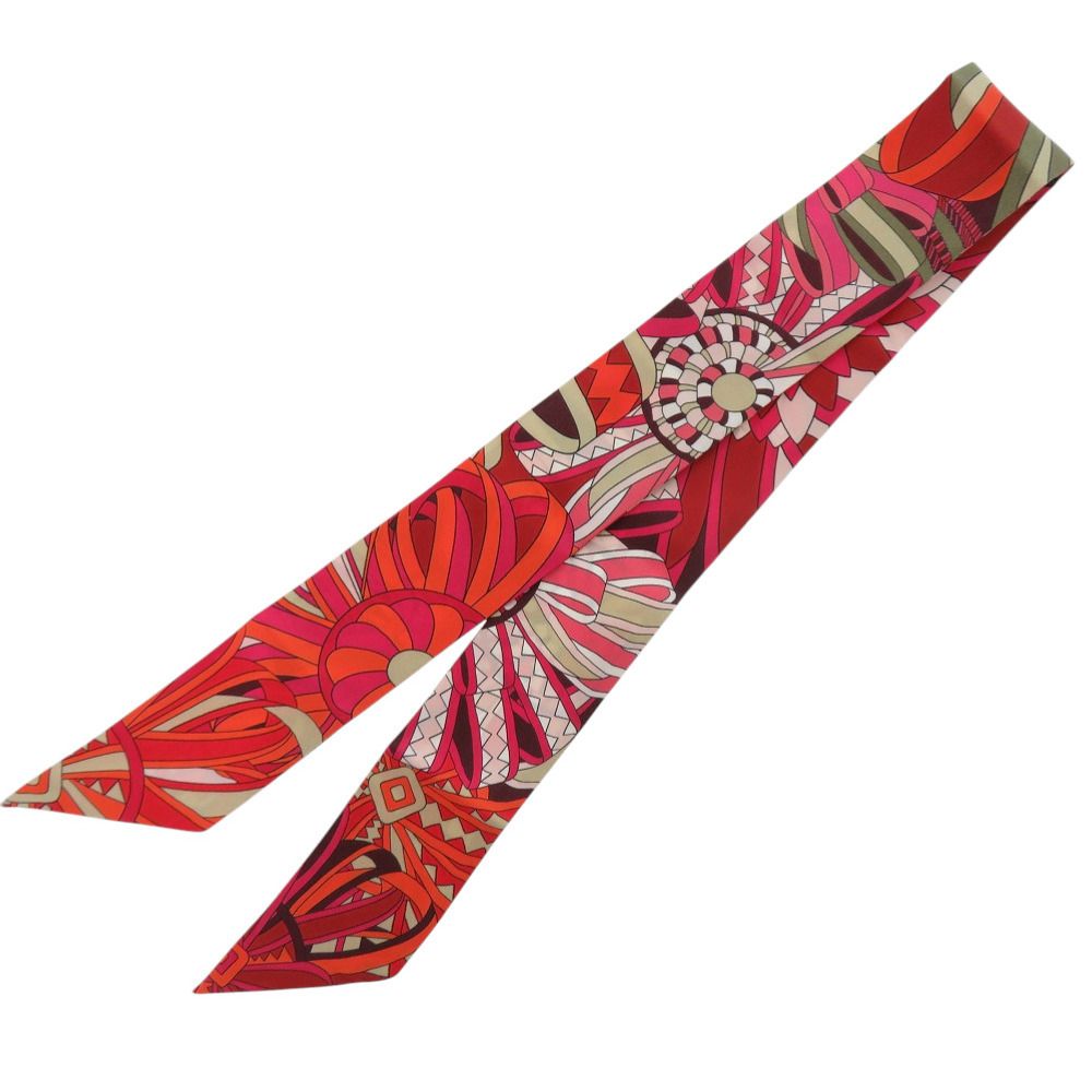 エルメス ツイリー 馬への表彰 Les Flots du Cheval スカーフ シルク オレンジ レッド ホワイト マルチ 0150 HERMES