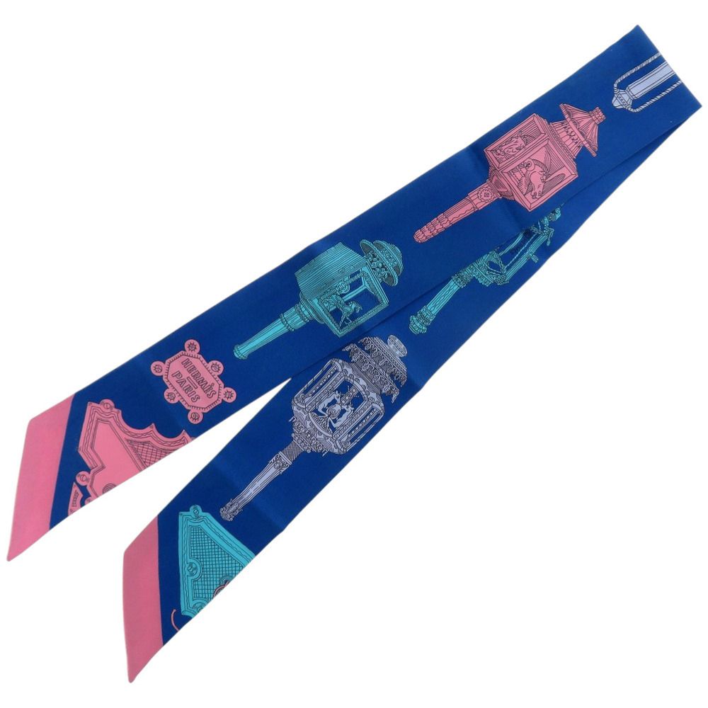 エルメス ツイリー メルヴェイユーズ ランタン Lanternes シルク ブルー スカーフ 0192 HERMES MERCADOAVALIA_COM_BR