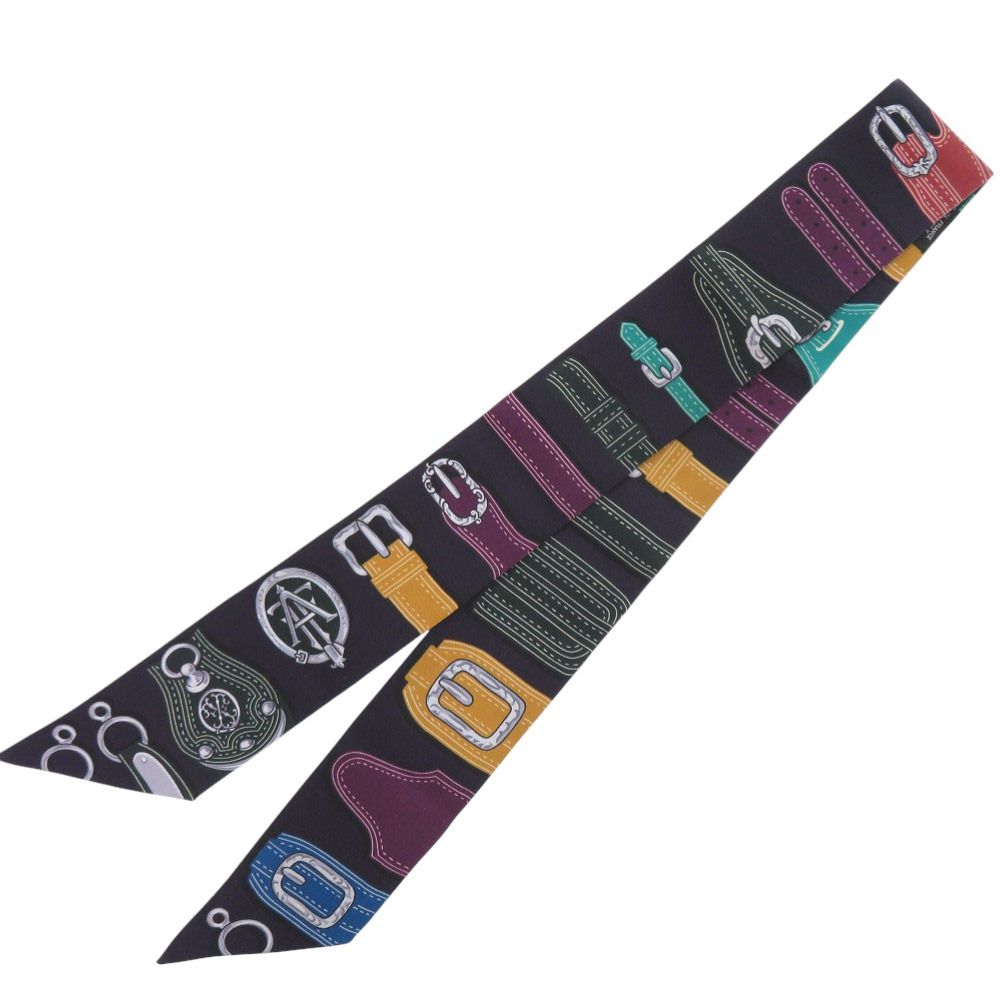 エルメス ツイリー 大統領の馬具 HARNAIS DES シルク オーベルジーヌ ヴェール ミール スカーフ 0195 HERMES