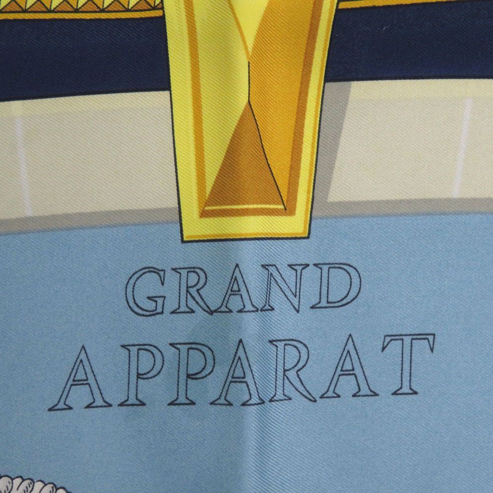 エルメス カレ90 盛装の馬 GRAND APPARAT シルク ネイビー ライトブルー ゴールド マルチ スカーフ 0140 HERMES