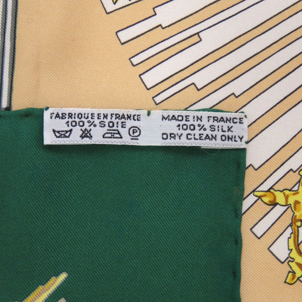  エルメス カレ90 サンスーシー宮殿 シルク グリーン ゴールド レッド スカーフ 0137 HERMES その他 小物