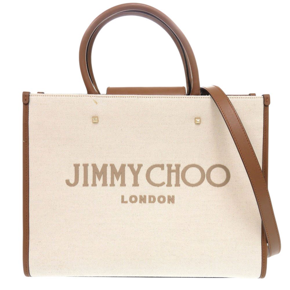 ジミーチュウ ヴァレンヌ アヴェニュー 2WAY キャンバス レザー ナチュラル ブラウン ショルダーバッグ 0679 JIMMY CHOO