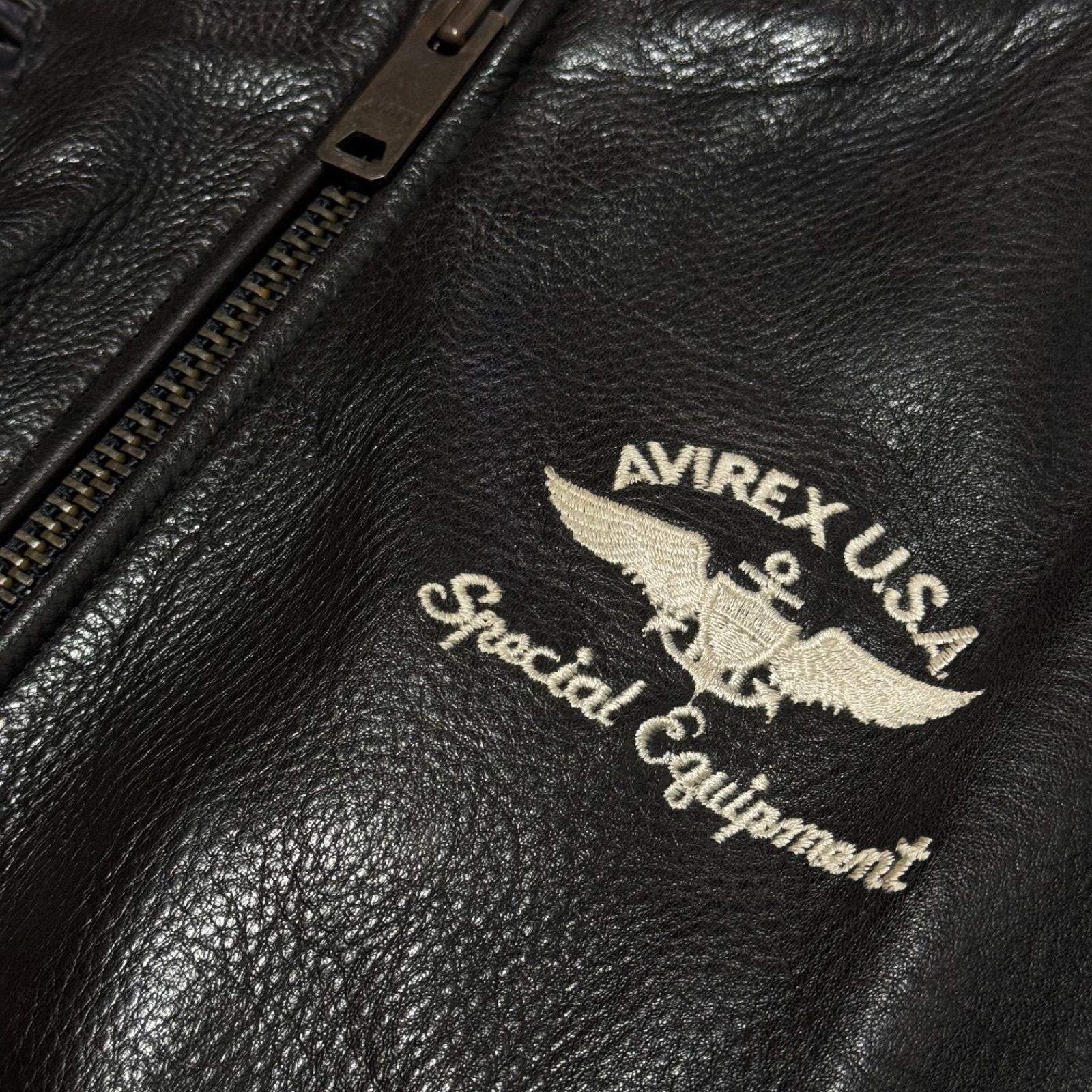 希少【AVIREX アヴィレックス】VINTAGE ロゴ レザー/スタジャン