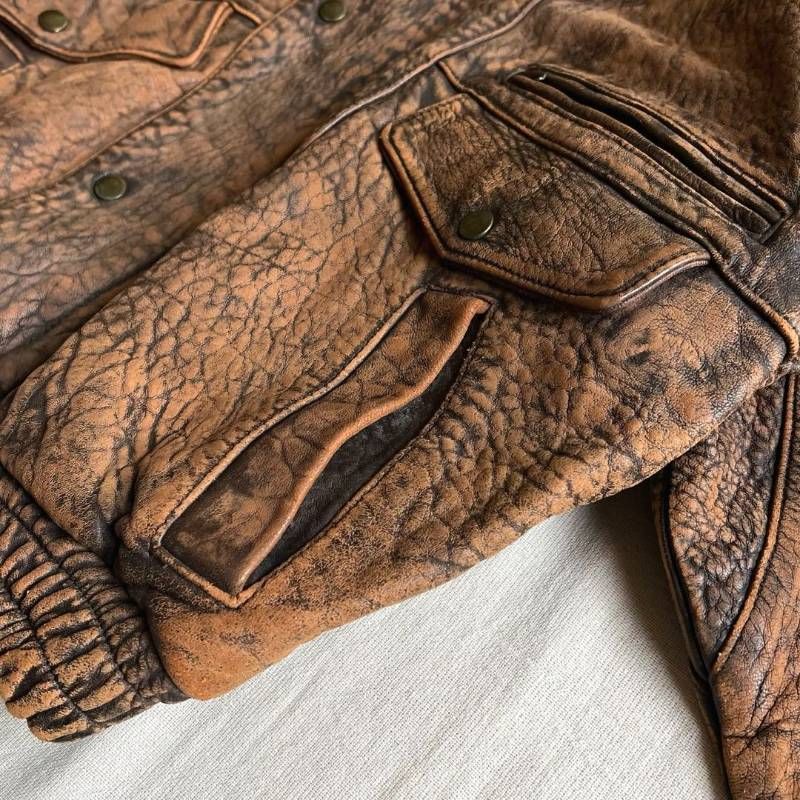 90s vintage ヴィンテージ古着 リアルブラウンレザー 本革 革ジャン A