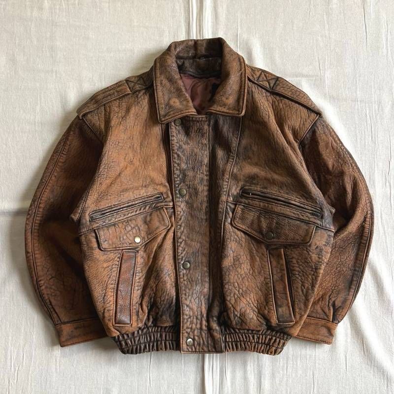 90s A-2 本革 リアルレザー 短丈 ボンバーフライト ブルゾン ジャケット 90s A-2 vintage レザー ボンバージャケット 本革 ブルゾン 短丈 90s A