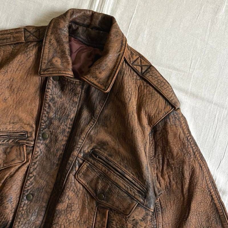 90s A-2 本革 リアルレザー 短丈 ボンバーフライト ブルゾン ジャケット 90s A-2 vintage レザー ボンバージャケット 本革 ブルゾン 短丈 90s A