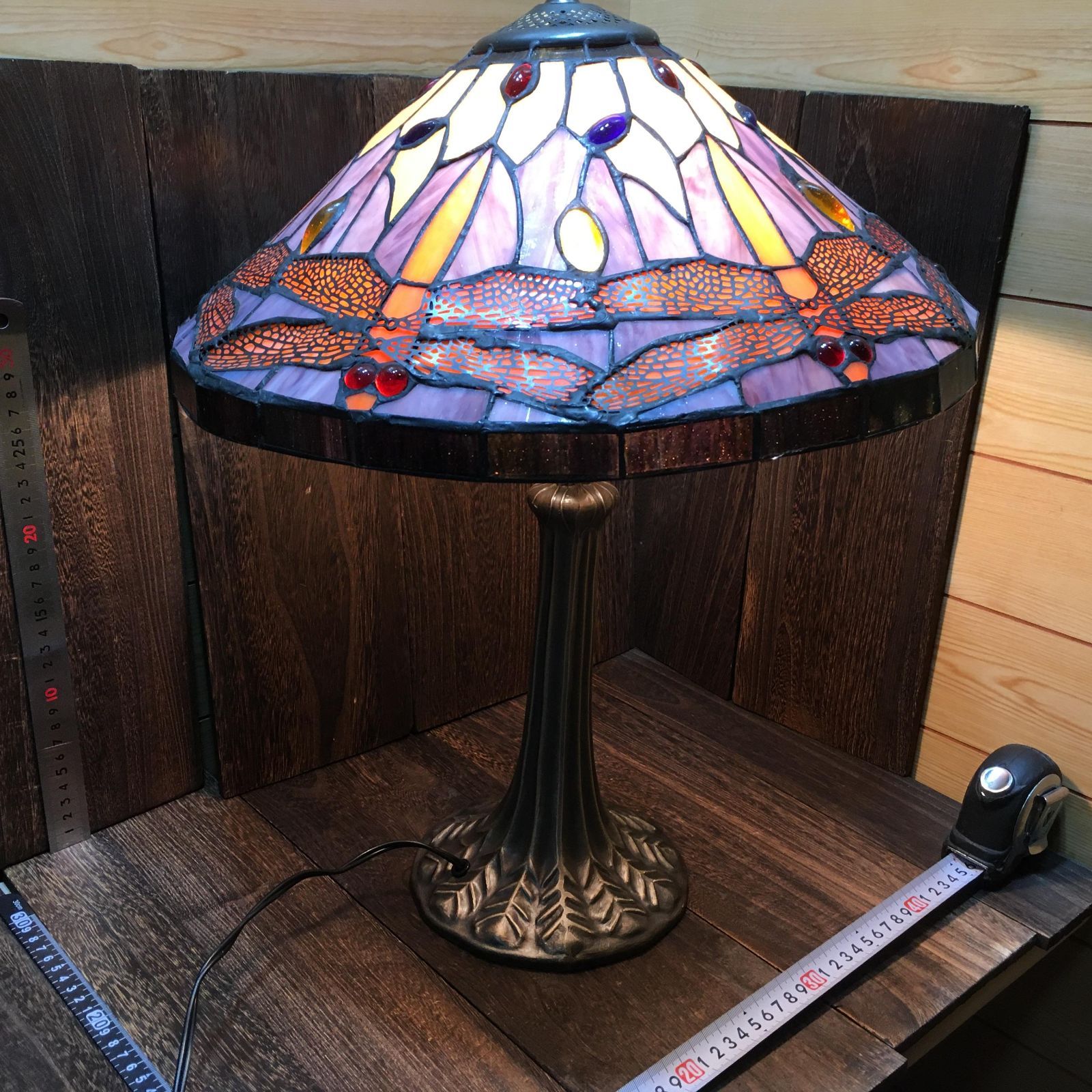 アンティーク ステンドグラス とんぼ テーブルランプ 照明器具 スタンドライト 卓上