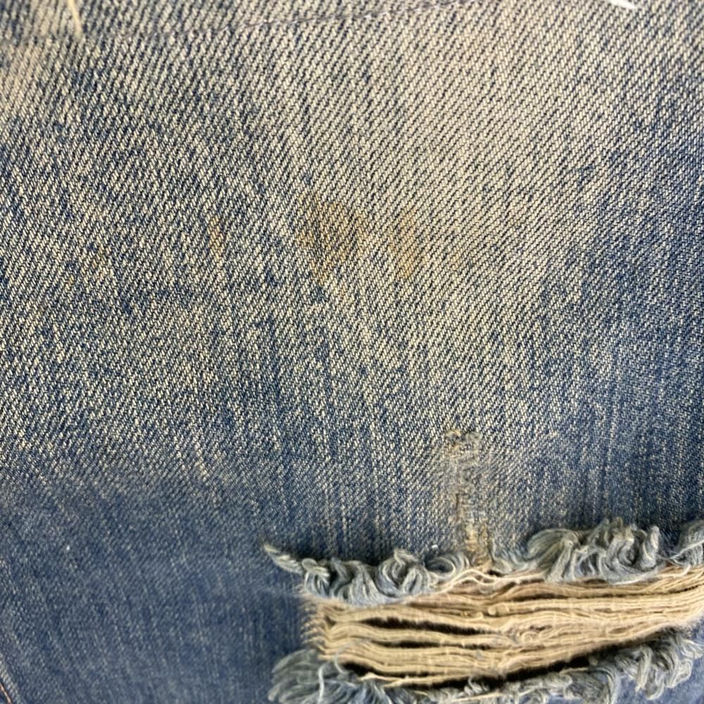 中古】tetei ド根性デニムパンツ ダメージ加工 ブルー サイズ31 テテイ  