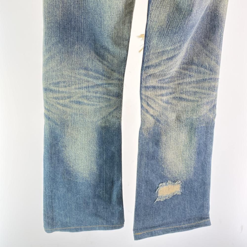 中古】tetei ド根性デニムパンツ ダメージ加工 ブルー サイズ31 テテイ  