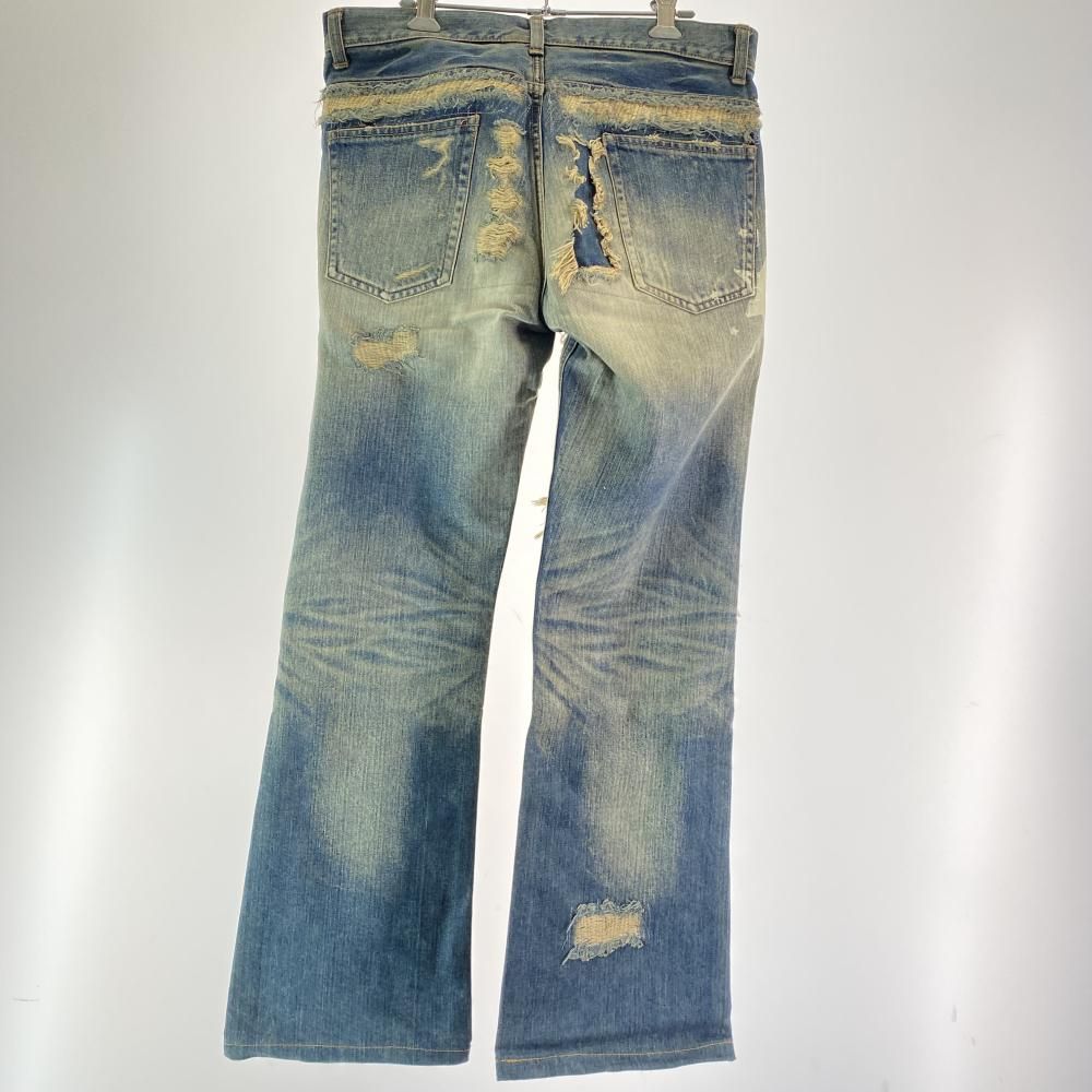 中古】tetei ド根性デニムパンツ ダメージ加工 ブルー サイズ31 テテイ  