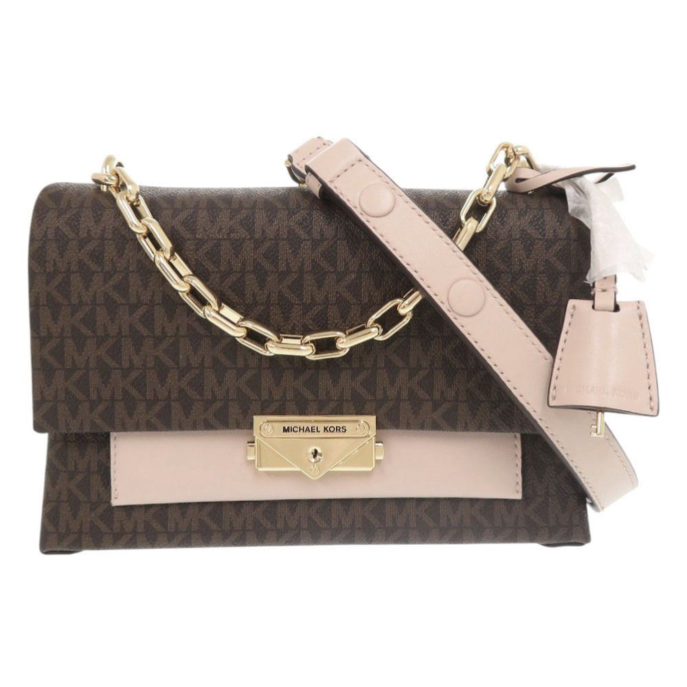 マイケルコース CeCe MKシグネチャー PVCコーティングキャンバス ブラウン ピンク 2WAY ショルダーバッグ 1478 Michael Kors