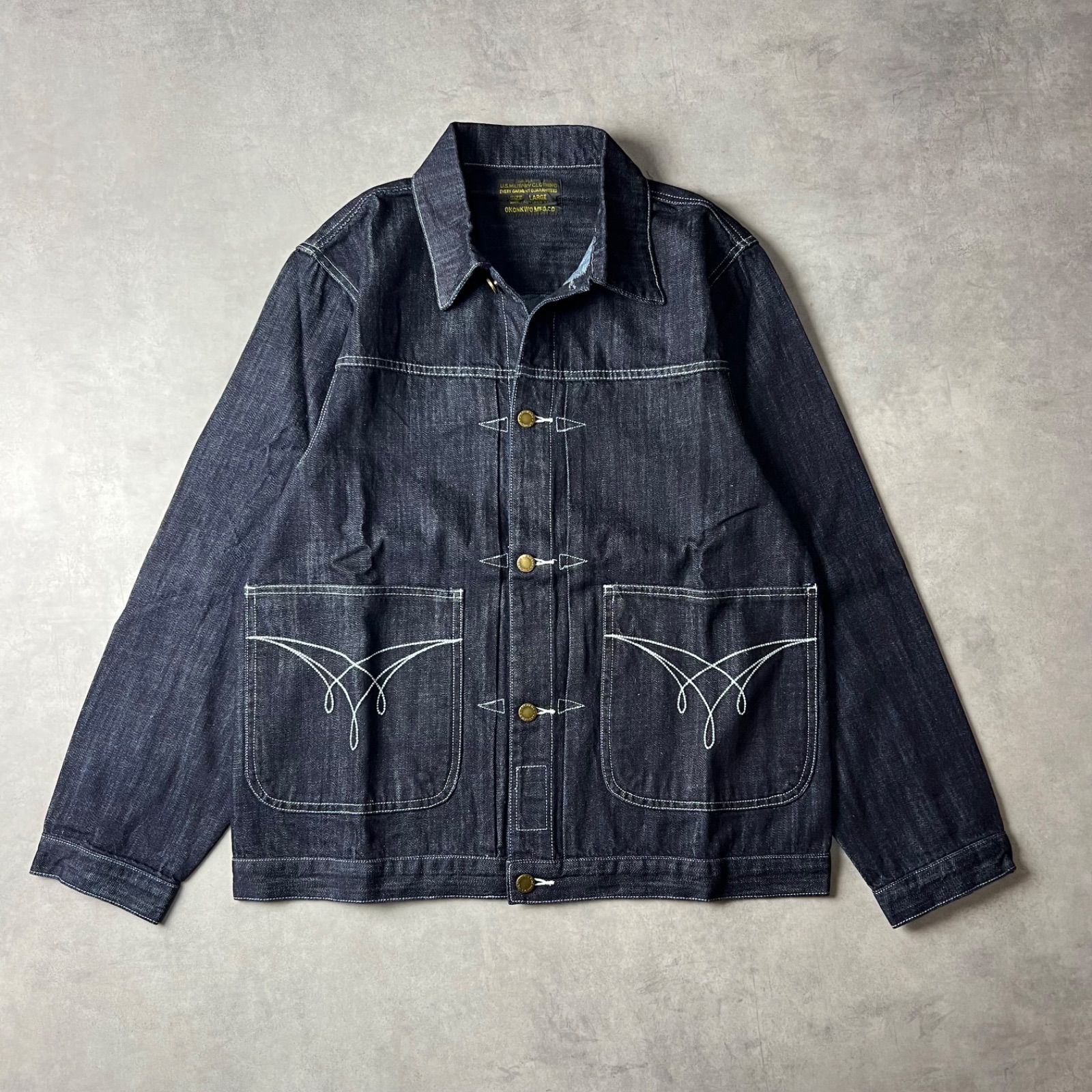 美品☆45rpm デニムジャケット　Gジャン　刺繍　　インディゴ 🟥新品未使用🟥 デニムジャケット Gジャン カバーオール ステッチ 刺繍