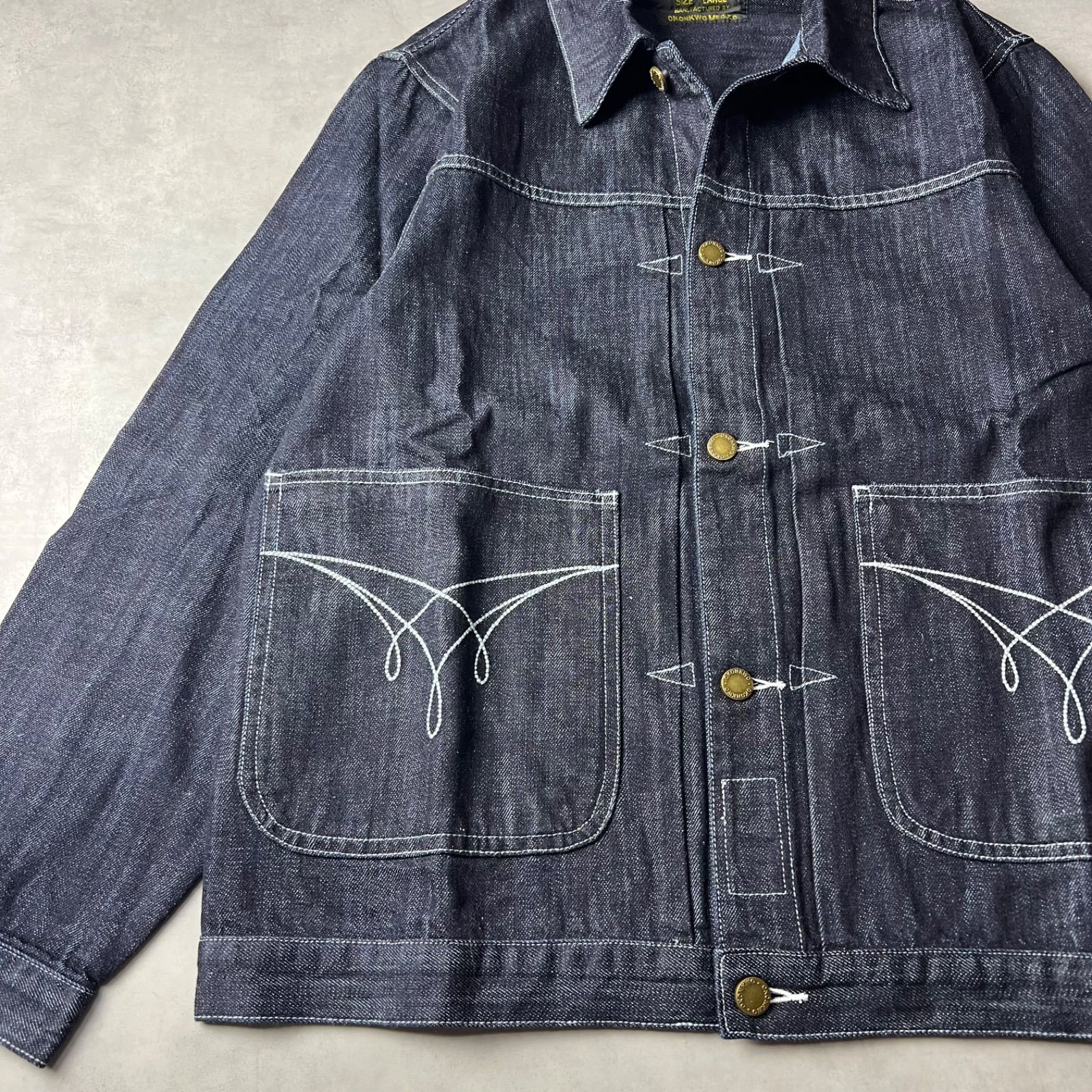 美品☆45rpm デニムジャケット　Gジャン　刺繍　　インディゴ 🟥新品未使用🟥 デニムジャケット Gジャン カバーオール ステッチ 刺繍
