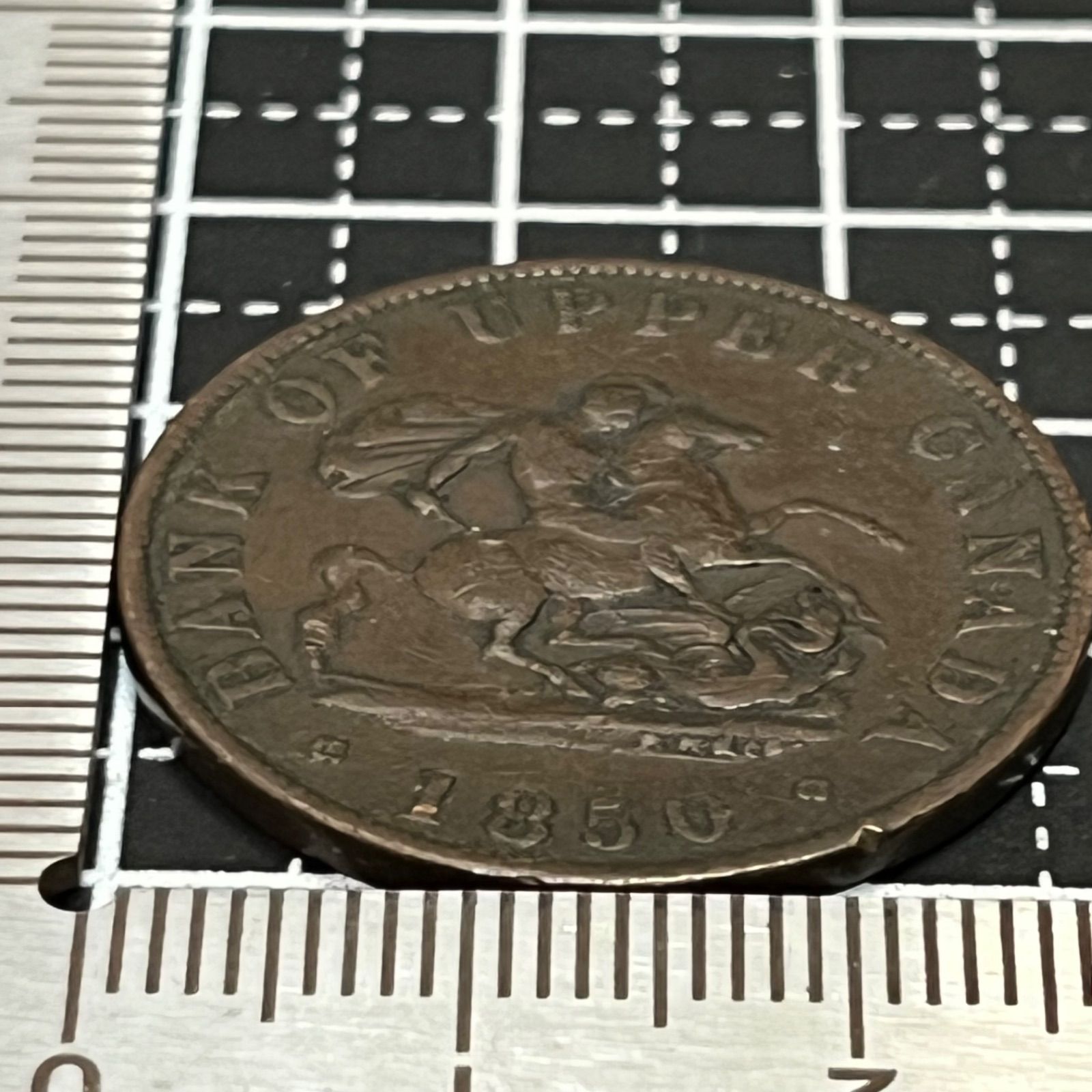 希少】1850年 カナダ Bank of Upper Canada 発行 ½ペニー 銅貨トークン