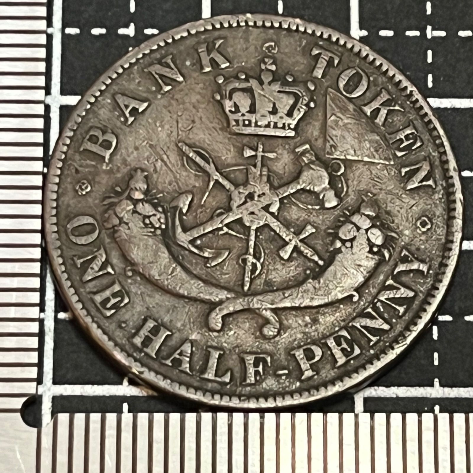 希少】1850年 カナダ Bank of Upper Canada 発行 ½ペニー 銅貨トークン