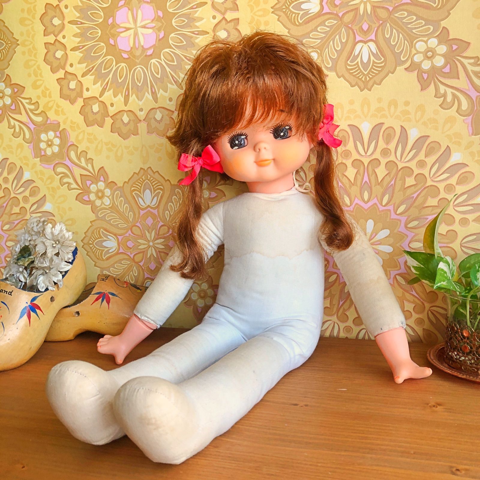 昭和レトロな抱き人形/70年代ヴィンテージドール55cm - メルカリ