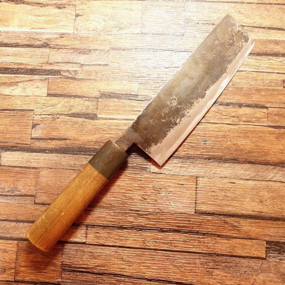 イヅツキ木屋 菜切包丁 研ぎ済 水牛柄 安来鋼青紙 黒打ち 菜切り 160mm