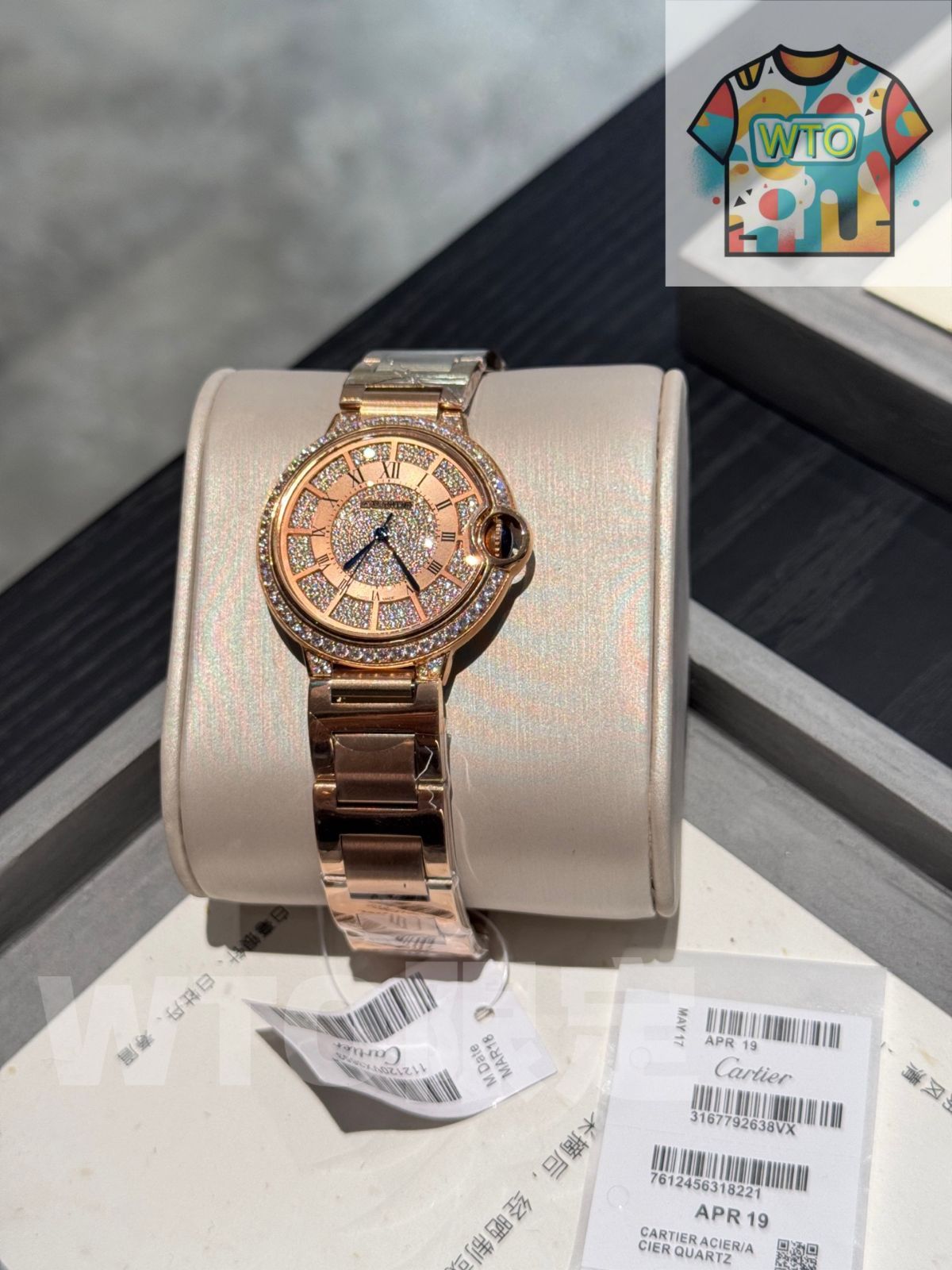  今日 Cartier カルティエ Ballon Bleu Diamond-Set Quartz Watch-WTO輸入2 腕時計(デジタル) 時計