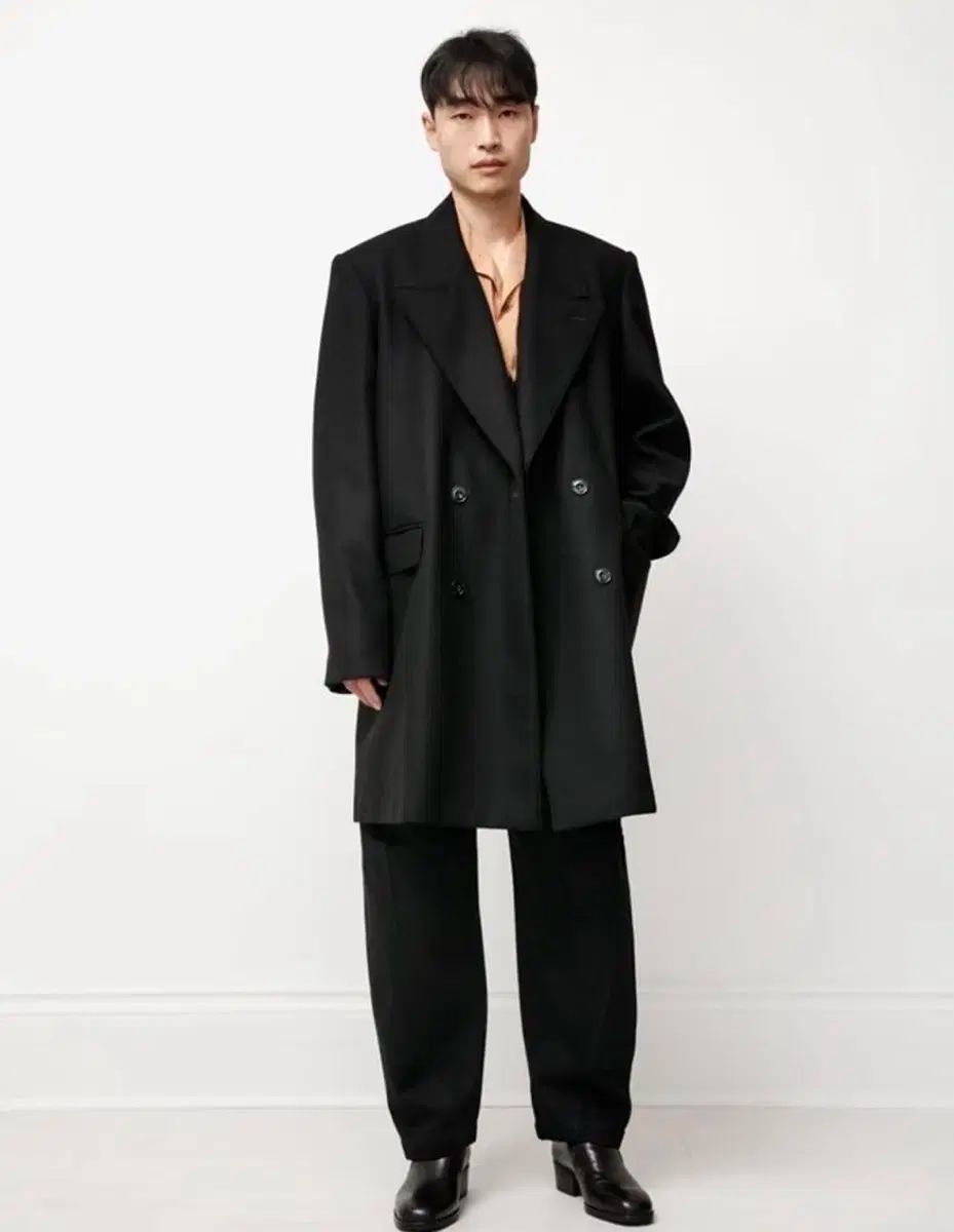 ルメール ダブルブレスト コート ブラック 50