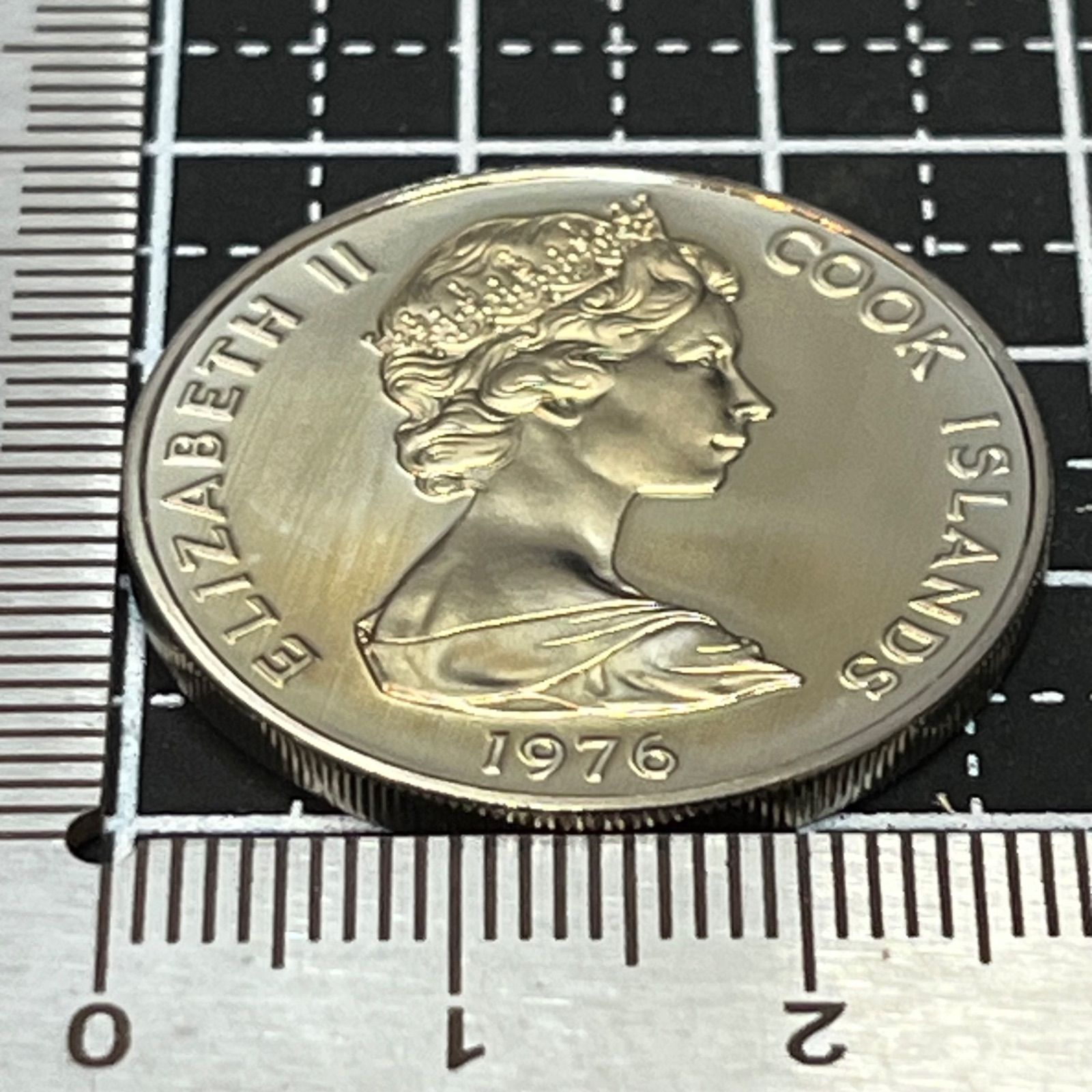 【未使用 銀貨】大型 美品 5枚 海洋国家 島国 プルーフ【レア】 クック諸島 20セント 1976年 プルーフ未使用／美しい貝殻デザイン