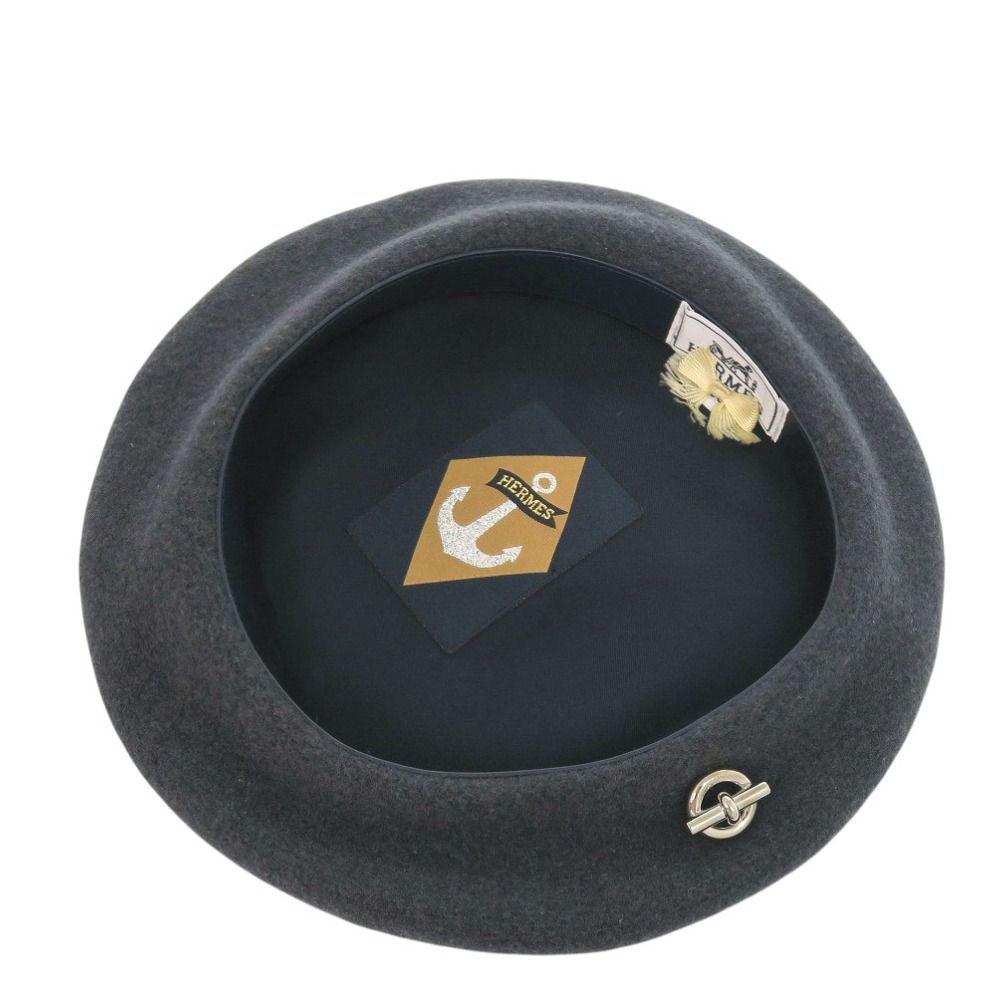 エルメス ベレー帽 ウール グレー シルバー 1456 HERMES