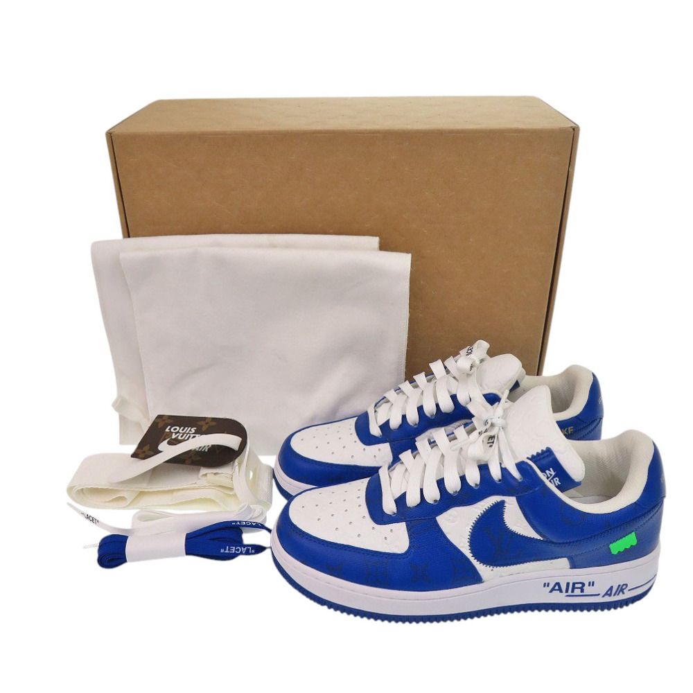 ルイ ヴィトン NIKE AIR FORCE1 Low By Virgil Abloh White Royal レザー ブルー ホワイト スニーカー LV 0063 LOUIS VUITTON