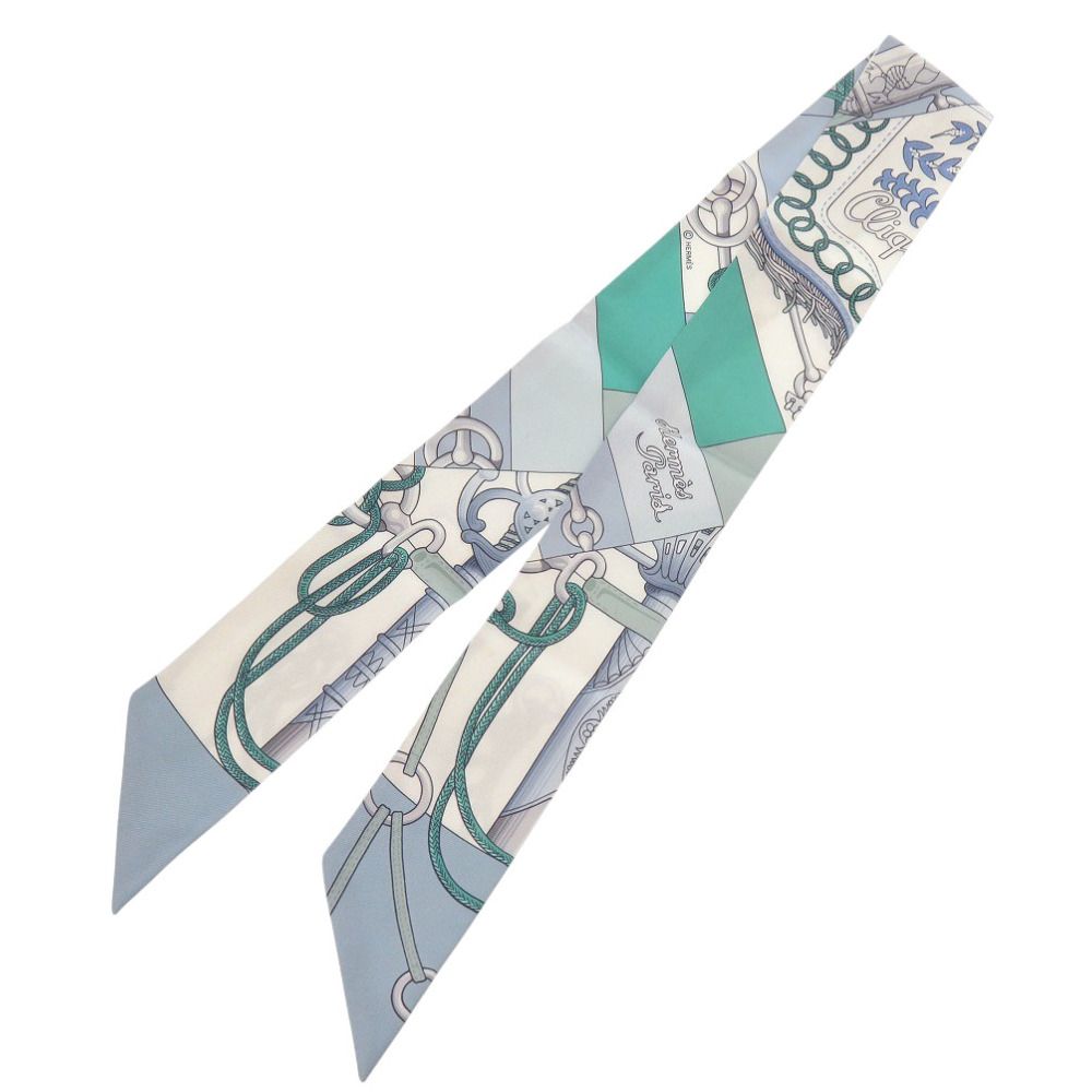 エルメス ツイリー Cliquetis クリケティス シルク グリーン ブルー スカーフ 緑 0168 HERMES