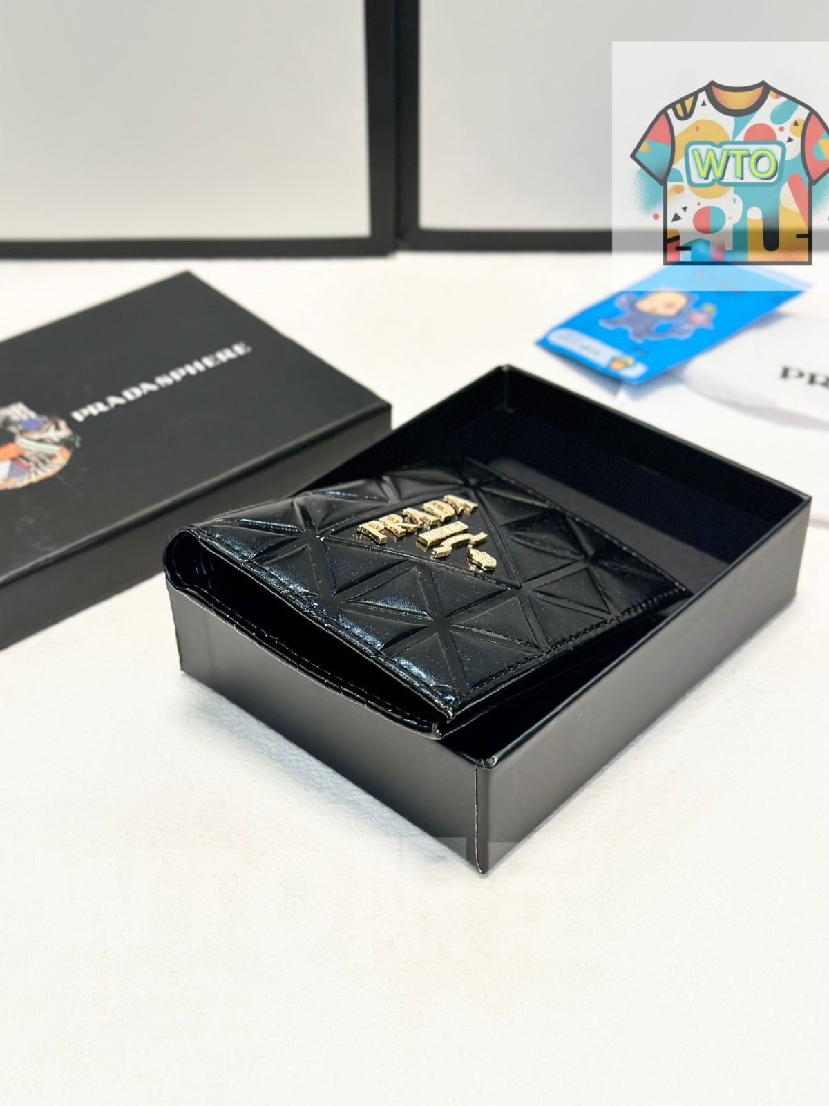 今日 PRADA プラダ ブラック ショート ウォレット兼用カードケース 在庫 価格 -WTO輸入1