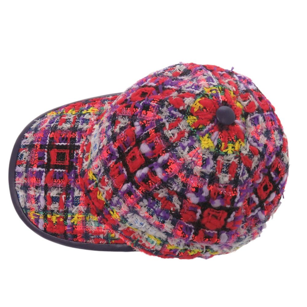 新品同様 グッチ ベースボールキャップ GG ロゴ ツイード チェック柄