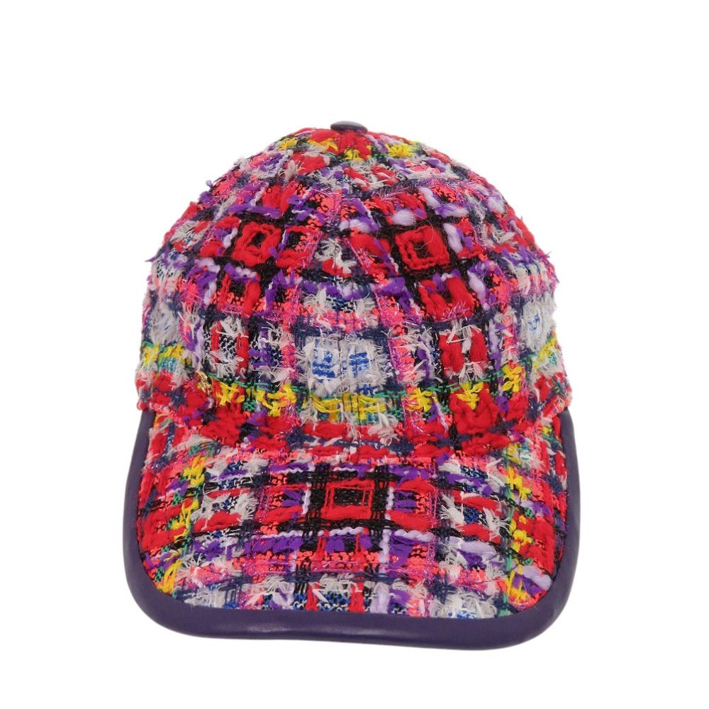 グッチ ベースボールキャップ GG ロゴ ツイード チェック柄 729136 3 HAOB Sサイズ ポリエステル ウール パープル 帽子 0708 GUCCI