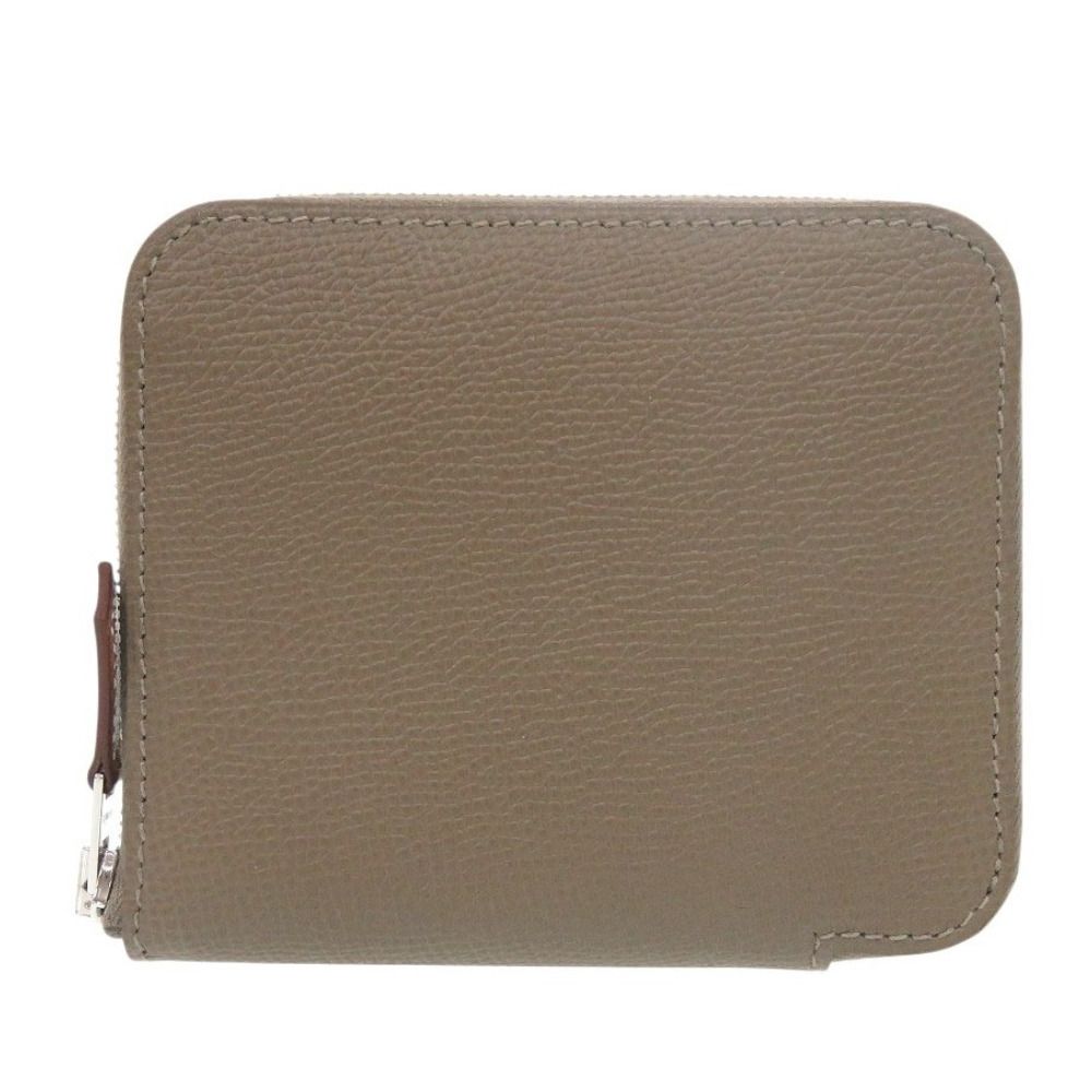 エルメス アザップ シルクイン コンパクト ヴォーエプソン エトゥープ W刻印 製 コインケース ブラウン 0583 HERMES