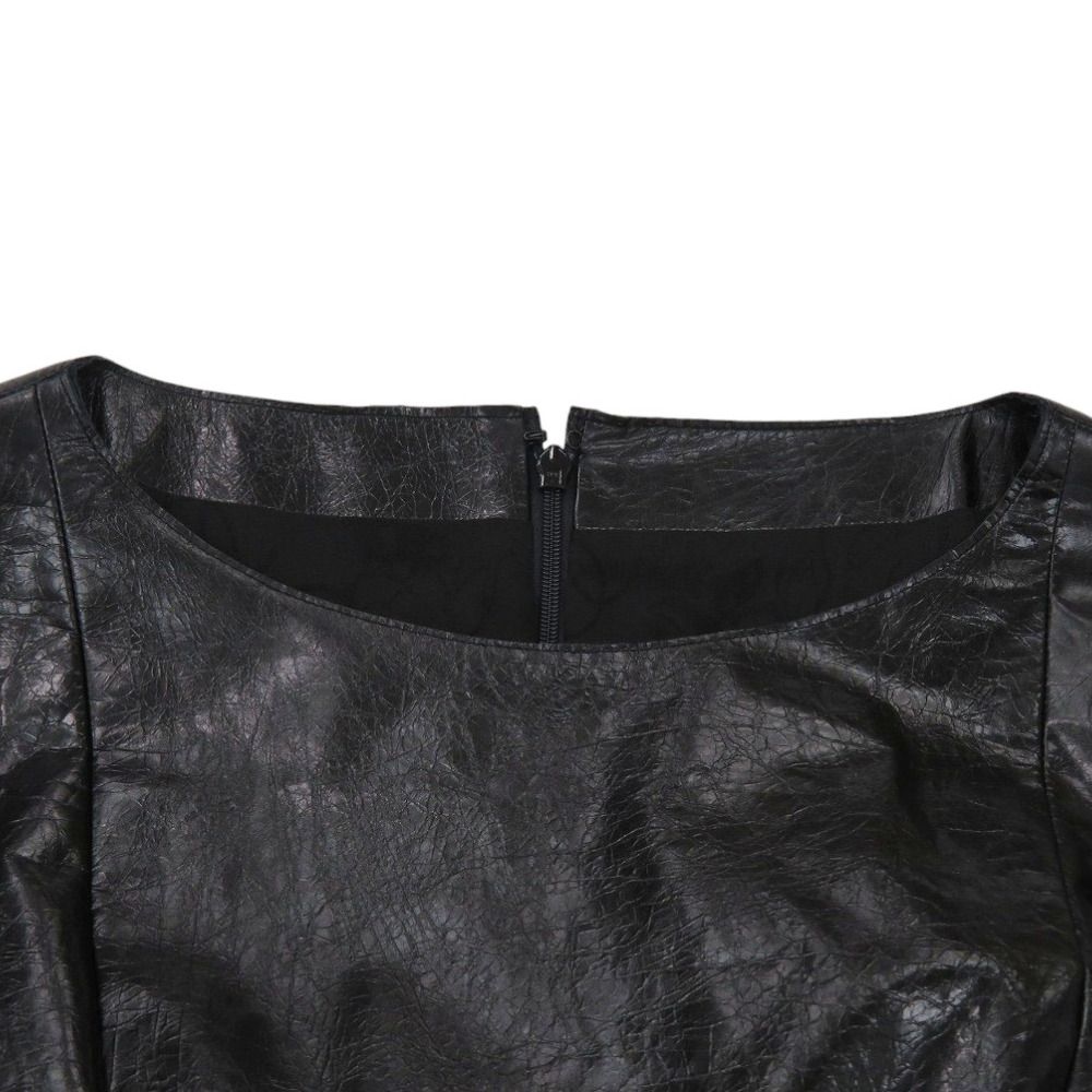  シャネル ツイード ウール レザー ブラック ワンピース 黒 0380 CHANEL ひざ丈ワンピース ワンピース