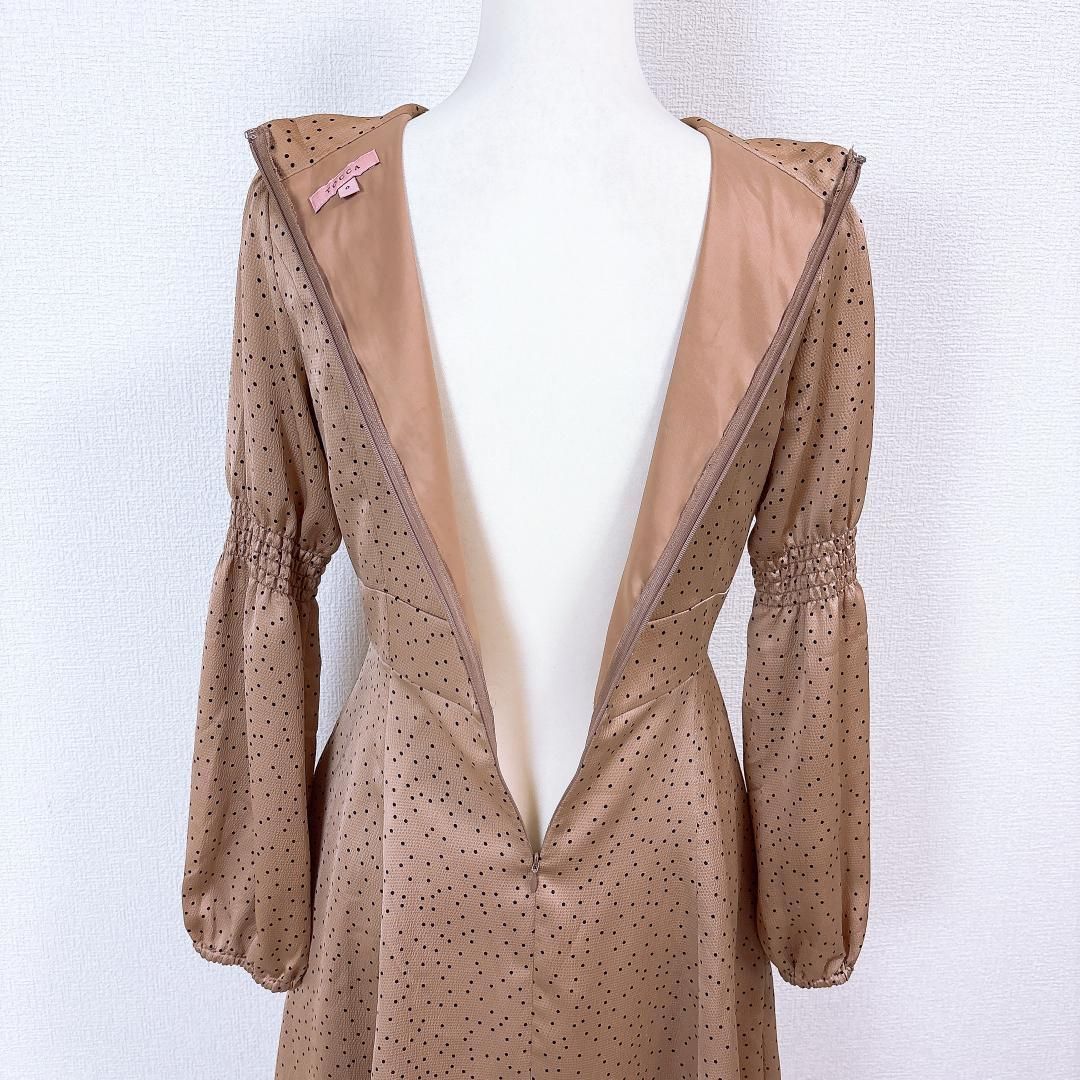  TOCCA 胸元リボンタイAラインフ ワンピース 0 長袖 七分袖 ひざ丈ワンピース