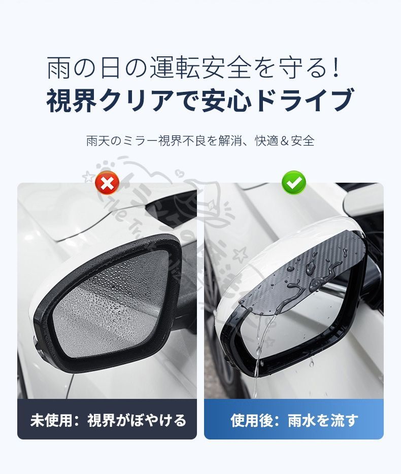 ポルシェ ボクスター987ドアミラー 雨よけ カーボン調 レインガード