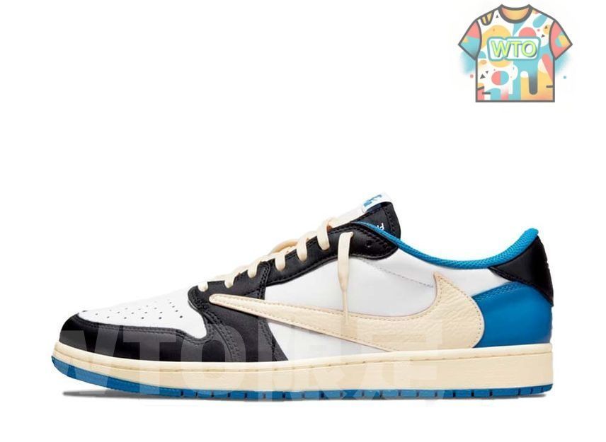 トラヴィススコット × フラグメント × ナイキ エアジョーダン1 ロー OG SP ミリタリー ブルーDM7866-140-WTO輸入2