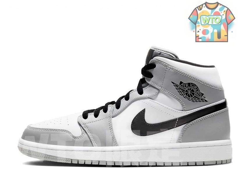 ナイキ エアジョーダン1 ミッド ライトスモークグレー ホワイト ブラック554724-092-WTO輸入2