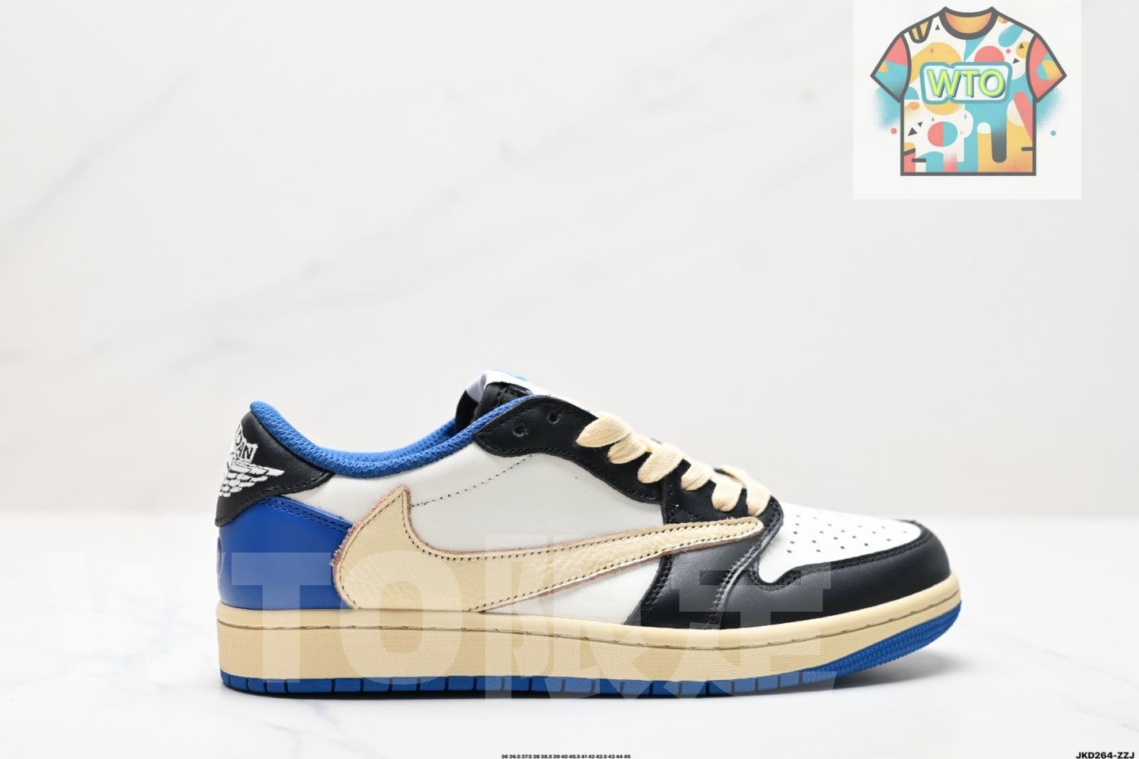 トラヴィススコット × フラグメント × ナイキ エアジョーダン1 ロー OG SP ミリタリー ブルーDM7866-140-WTO輸入2
