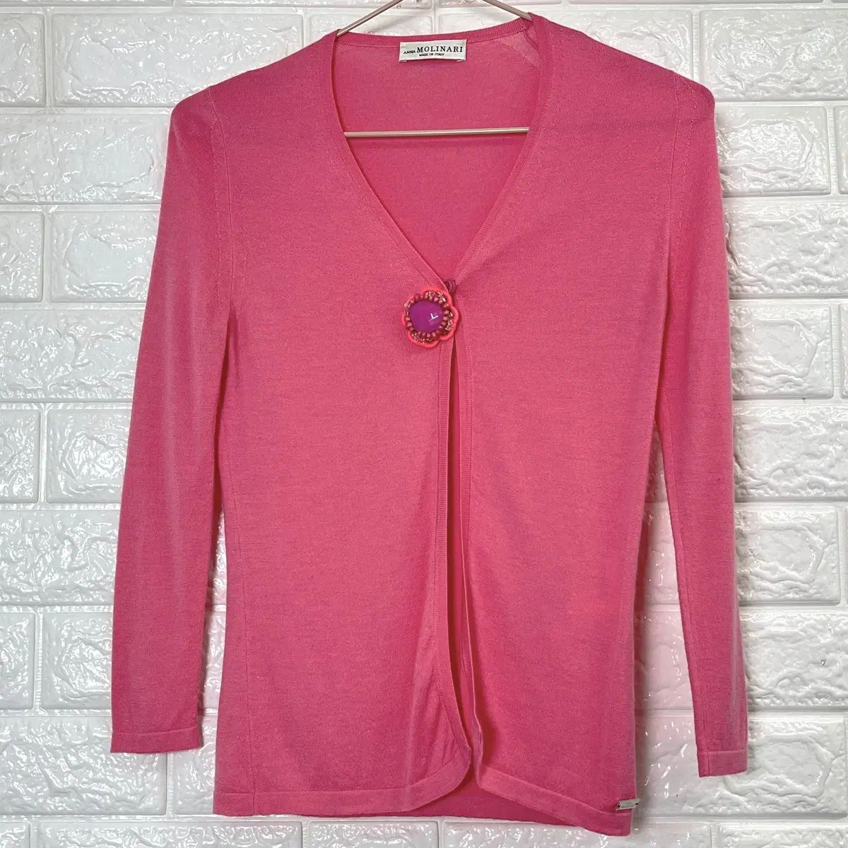 アナモリーナリー カシミア ピンク カーディガン 44