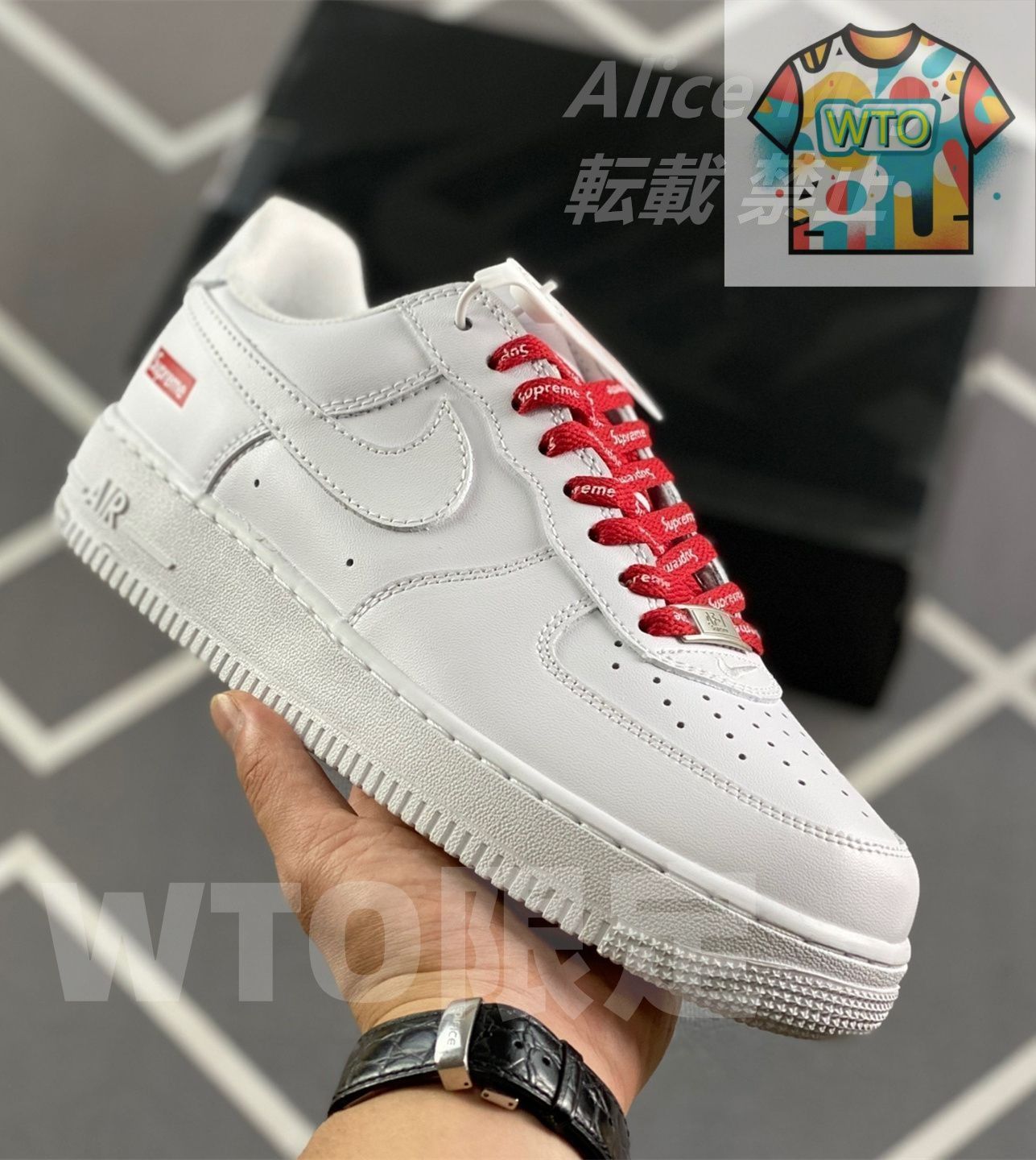 supreme x nike air force 1 low ナイキ カジュアルスニーカーホワイトレッド| | -WTO輸入1