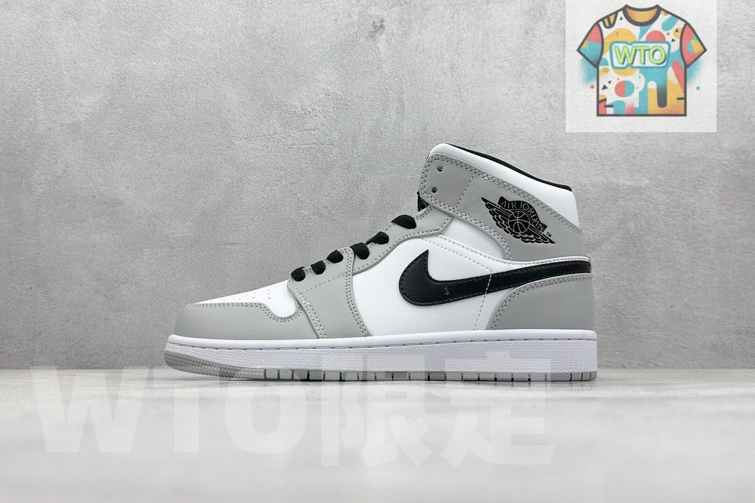 ナイキ エアジョーダン1 ミッド ライトスモークグレー ホワイト ブラック554724-092-WTO輸入2