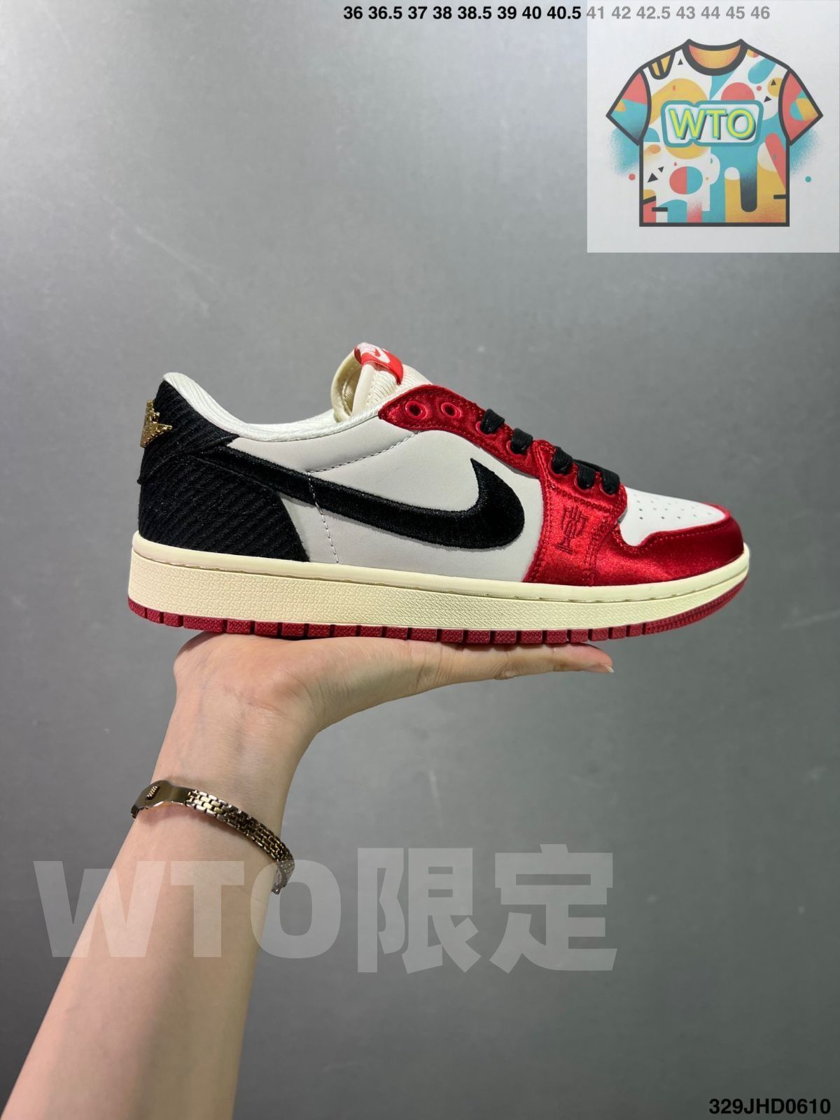 トロフィールーム × ナイキ エアジョーダン1 ロー OG セイル アンド バーシティレッドFN0432-100-WTO輸入2
