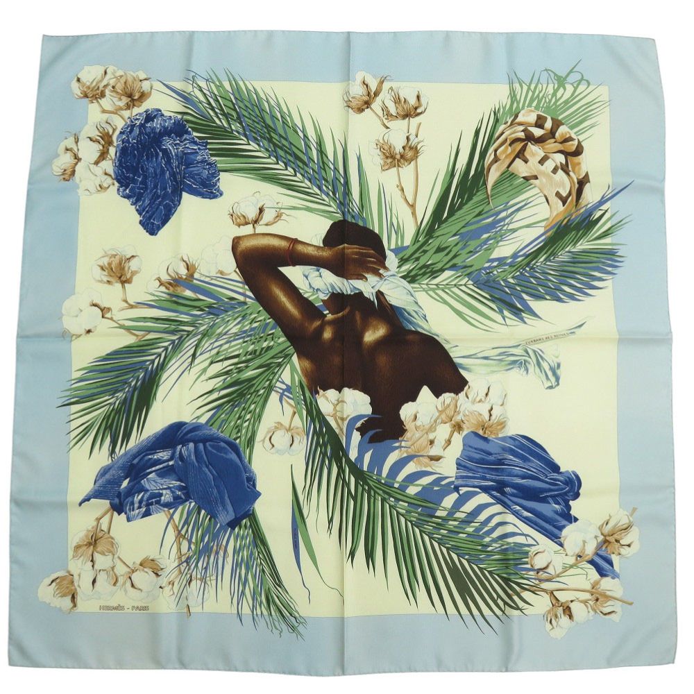 エルメス カレ90 王妃のターバン TURBANS DES REINES シルク サックスブルー スカーフ 0101 HERMES