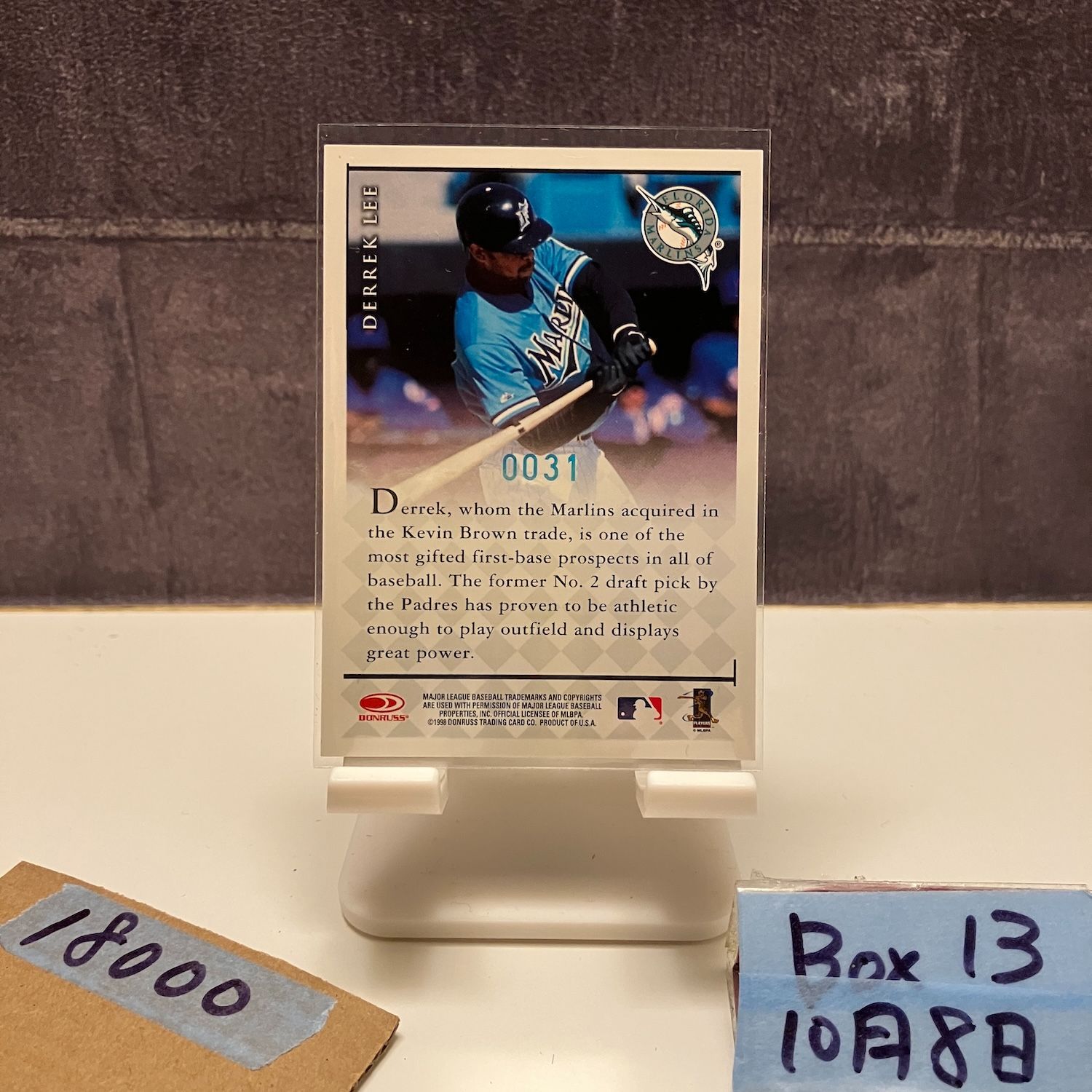 2001 Donruss Derrek Lee 直筆サインカード Florida Marlins Century Marks カード