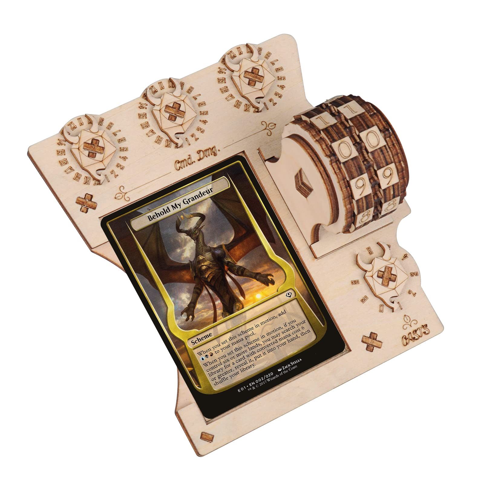 Commander EDH コマンドゾーン トレイ ライフカウンター付き 木製 