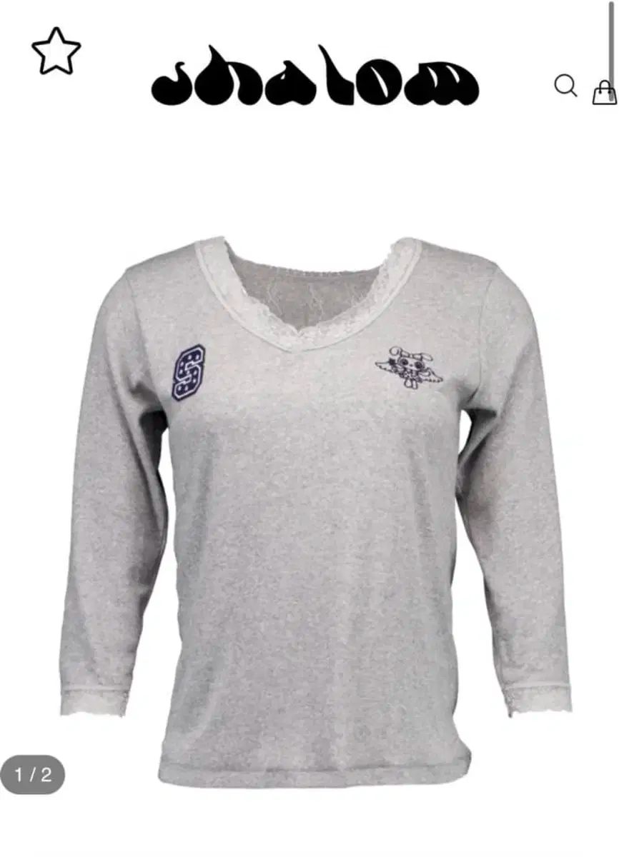 シャロムクラブ レース トップス グレー