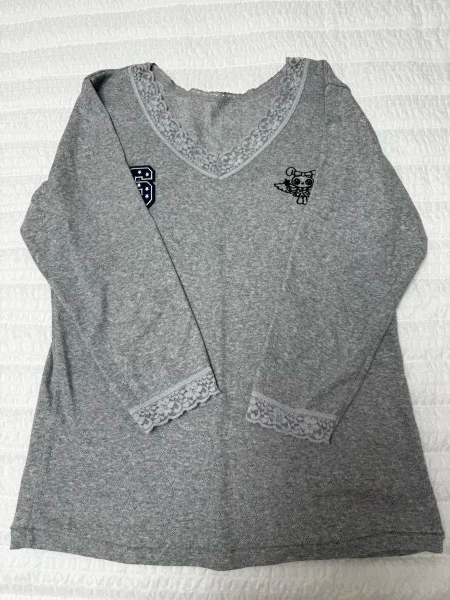 シャロムクラブ レース トップス グレー