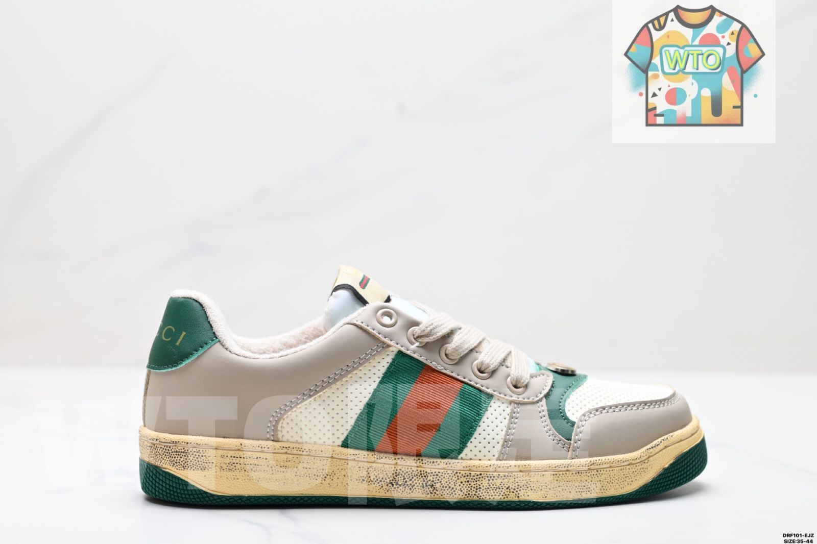 グッチ ディストレスド スクリーナー スニーカー レトロ版 オリジナル アンティーク加工 グッチのダーティーシューズシリーズ05