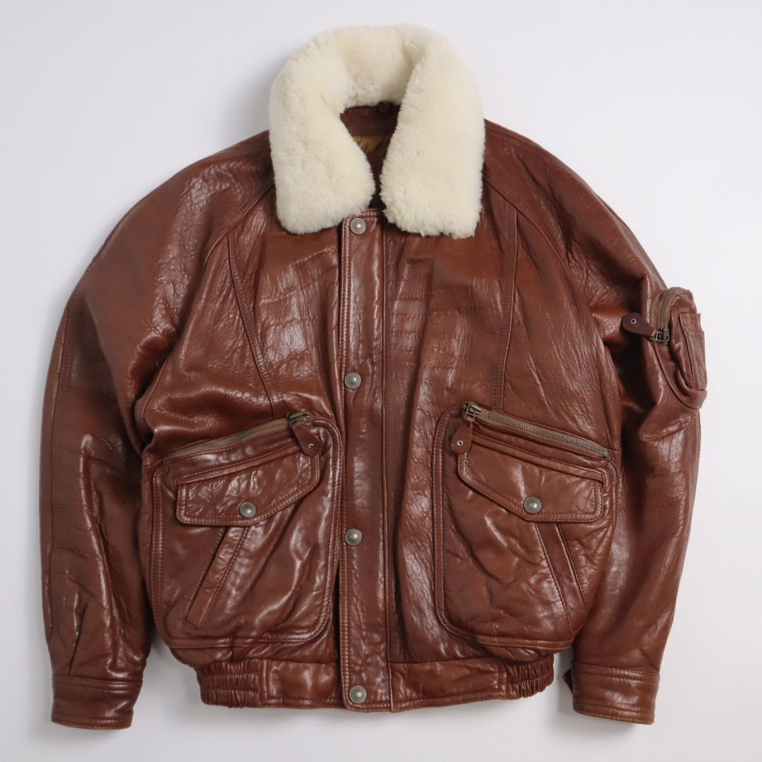 Vintage 80s 90s ヴィンテージ G1 A2 襟ボア 羊革 ラムレザー レザージャケット フライトジャケット 短丈 本革 リアルレザー