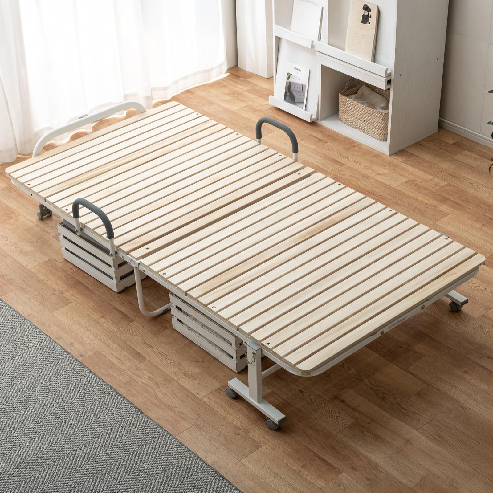 商品 折りたたみベッド すのこベッド シングル 桐 耐荷重約300 kg ベッドフレーム ベッド 木製 ヘッドレス ナチュラル タンスのゲン 02 90021