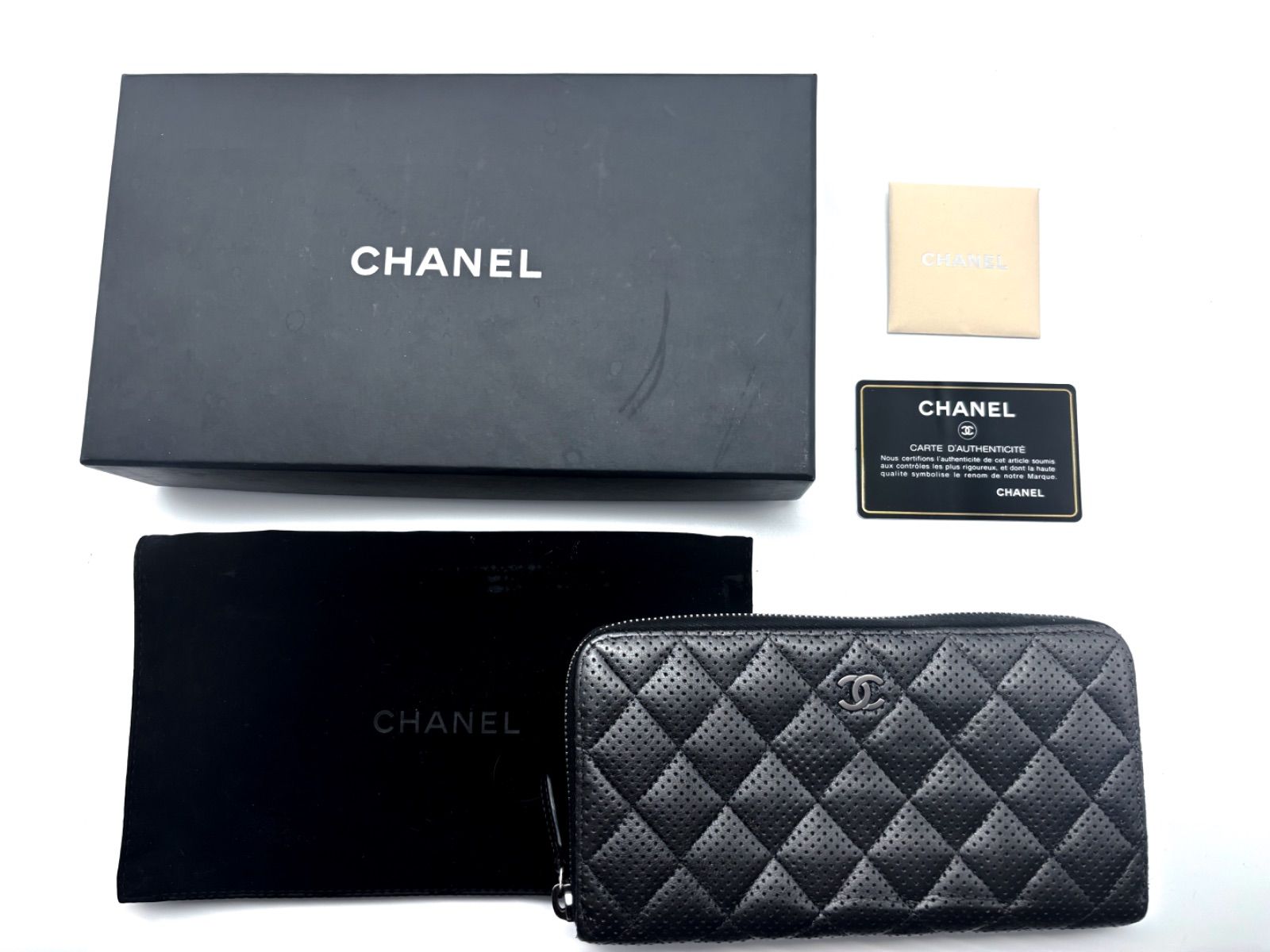 極美品✨】シャネル 長財布 マトラッセ パンチング ラウンドジップ